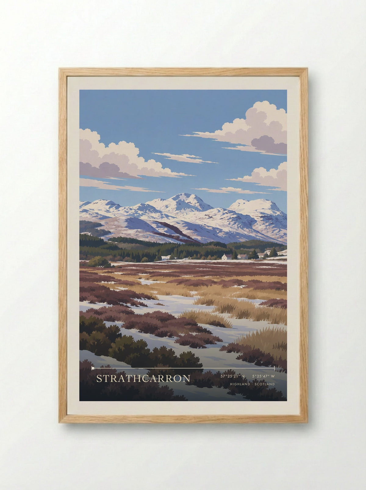 Strathcarron, Highland | Travel Poster - Framed Print Wood
