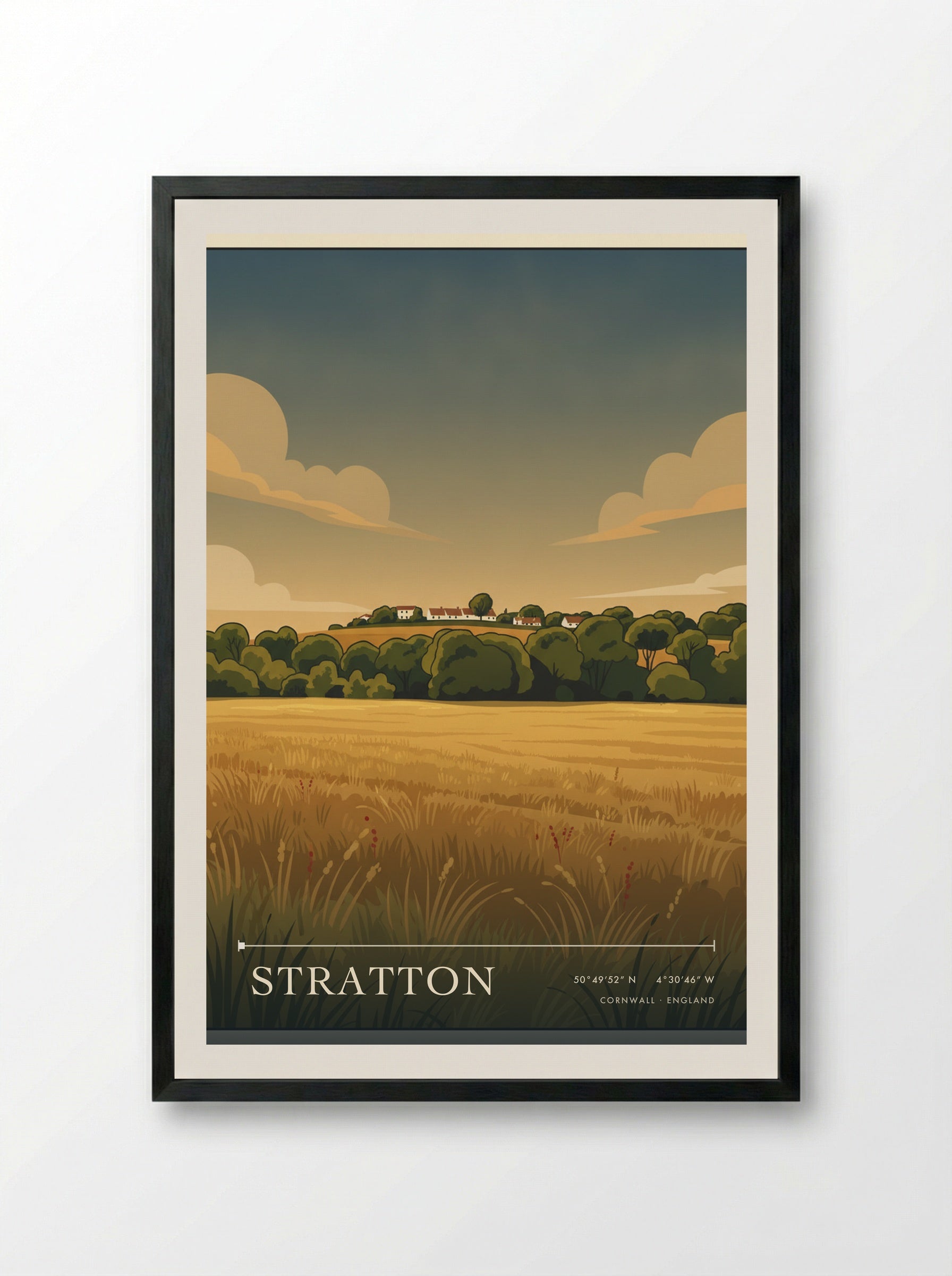 Stratton Cornwall England Travel Poster - Framed Print Black