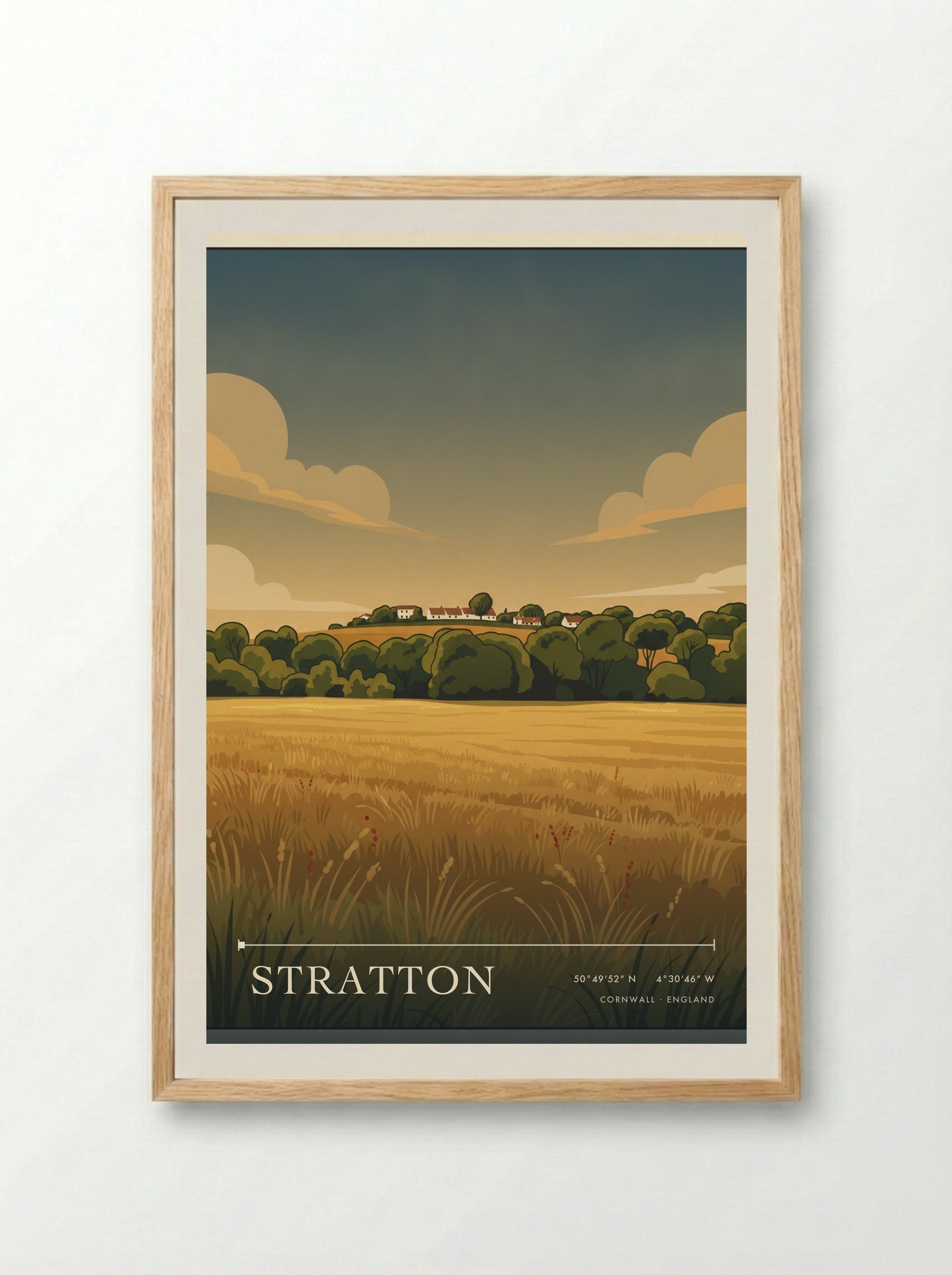 Stratton Cornwall England Travel Poster - Framed Print Wood