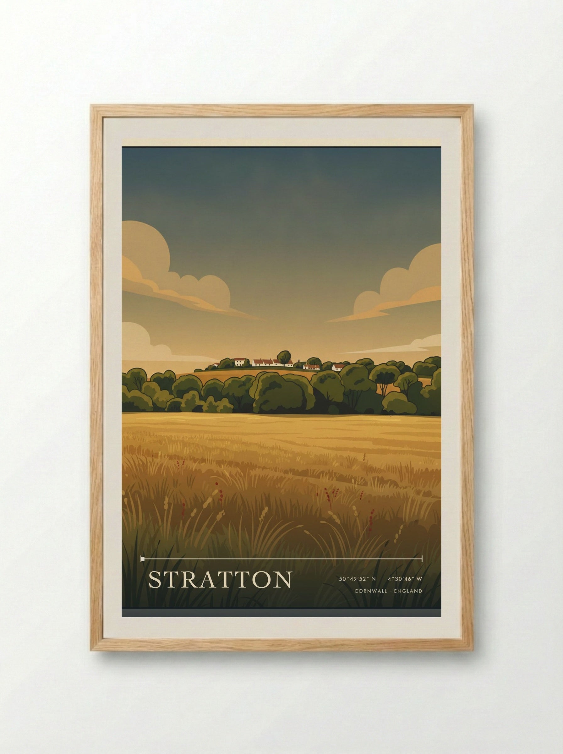 Stratton Cornwall England Travel Poster - Framed Print Wood