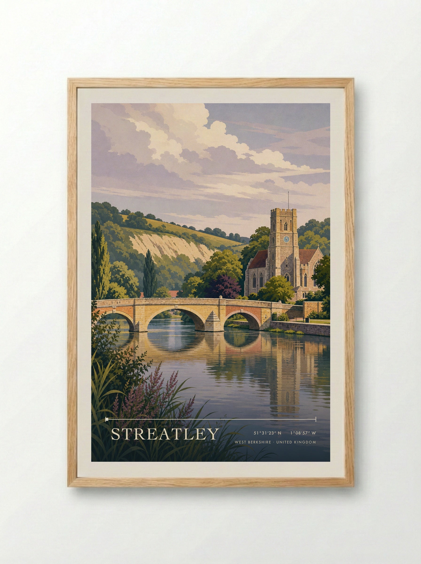 Streatley West Berkshire United Kingdom Travel Poster - Framed Print Wood