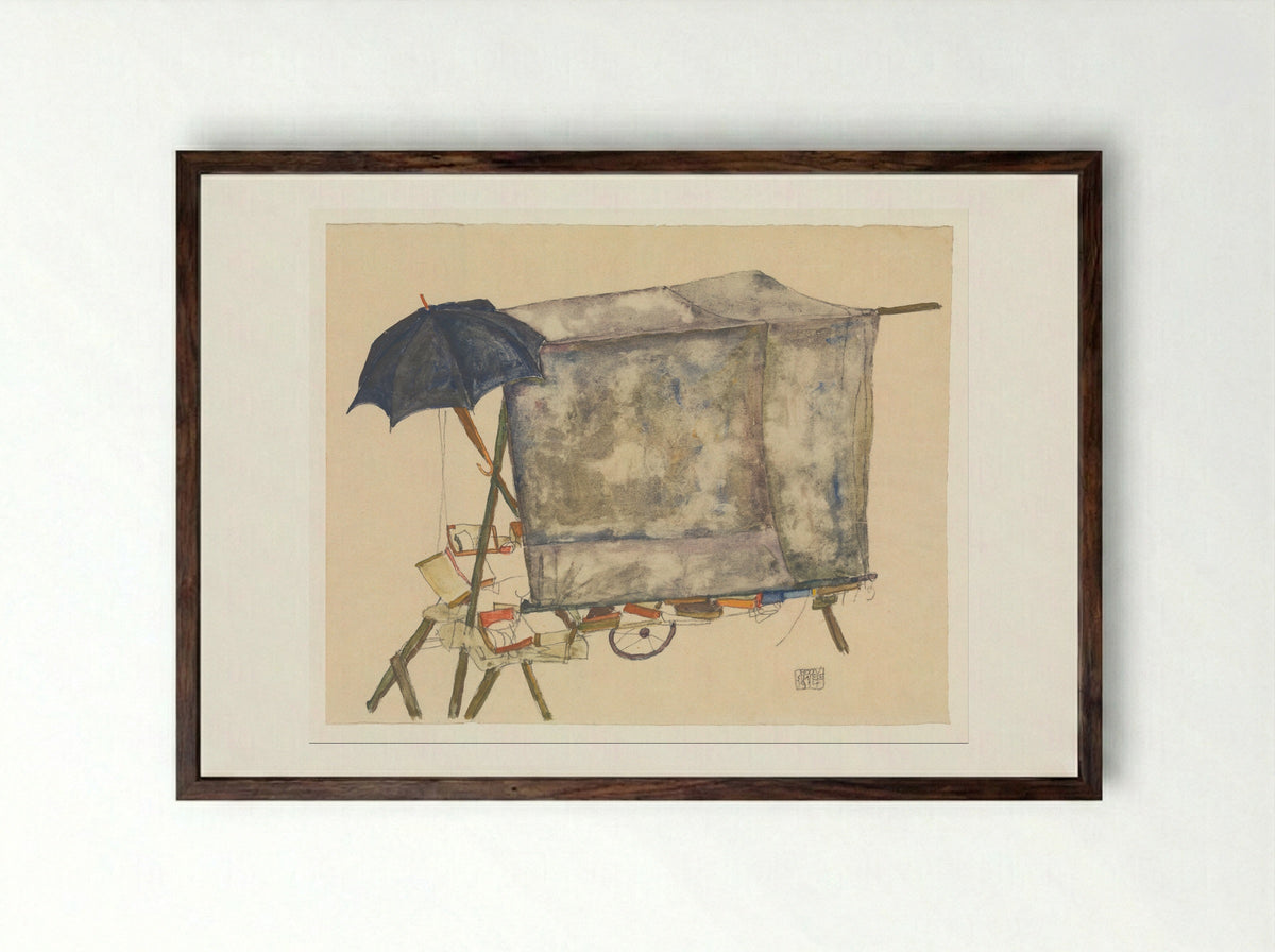 Street Cart - Egon Schiele - Framed Print Dark Wood