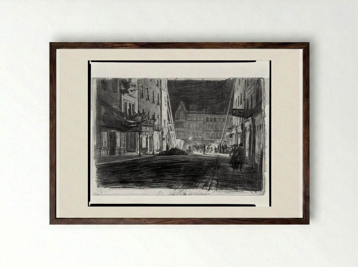 Street Scene (Chiswick Mall) - Muirhead Bone - Framed Print Dark Wood