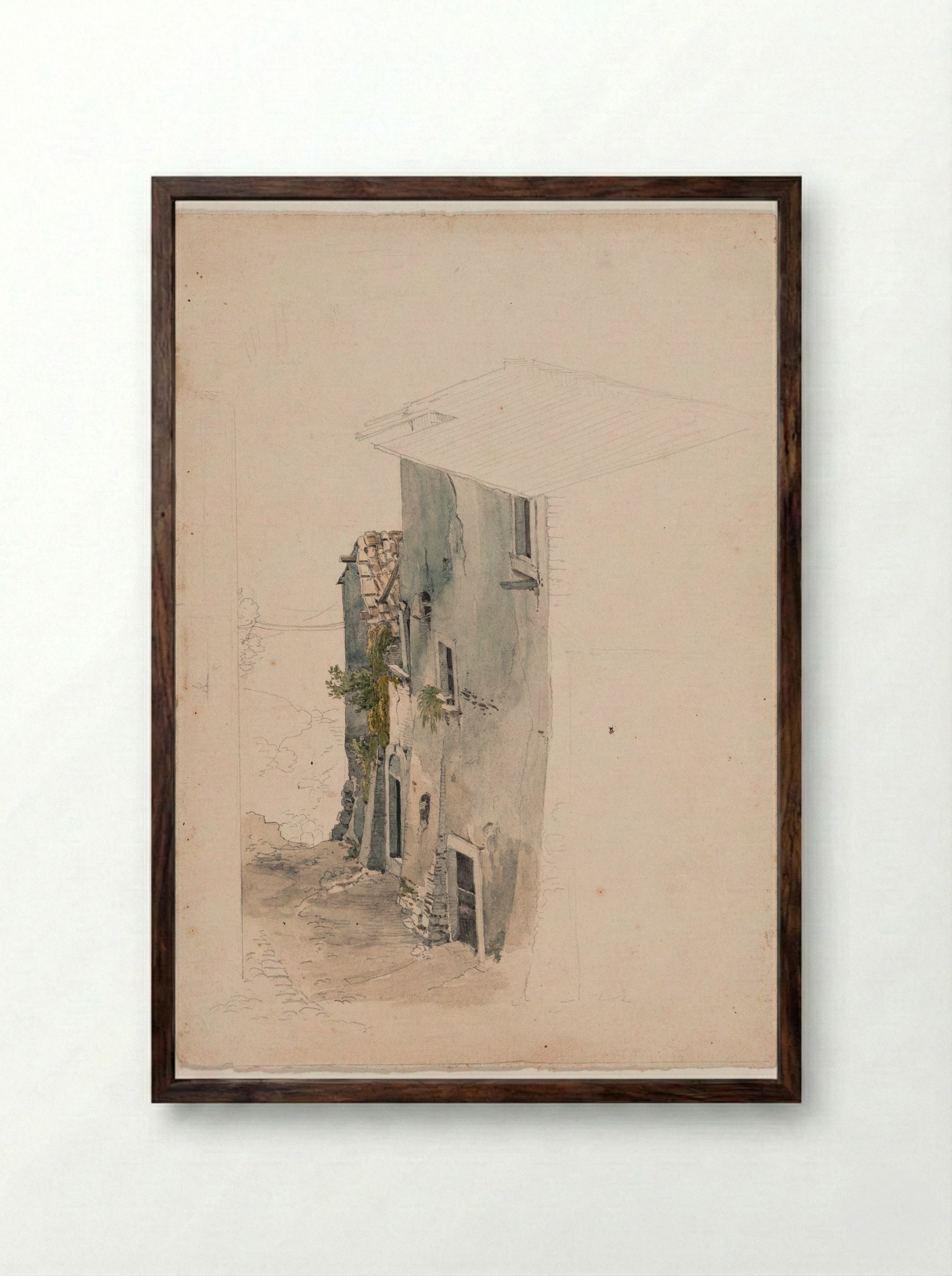Street Scene in Italy - Friedrich Salathé - Framed Print Dark Wood