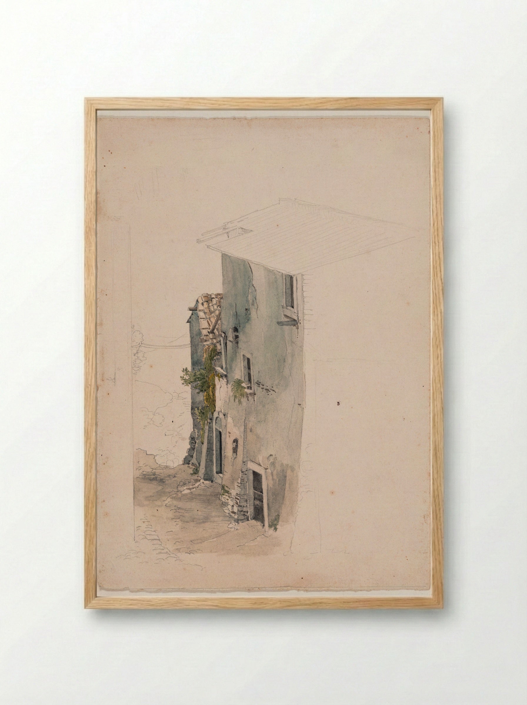 Street Scene in Italy - Friedrich Salathé - Framed Print Wood