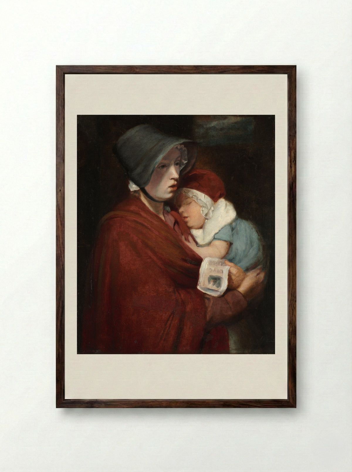 Street Singer and Child - John Opie - Framed Print Dark Wood