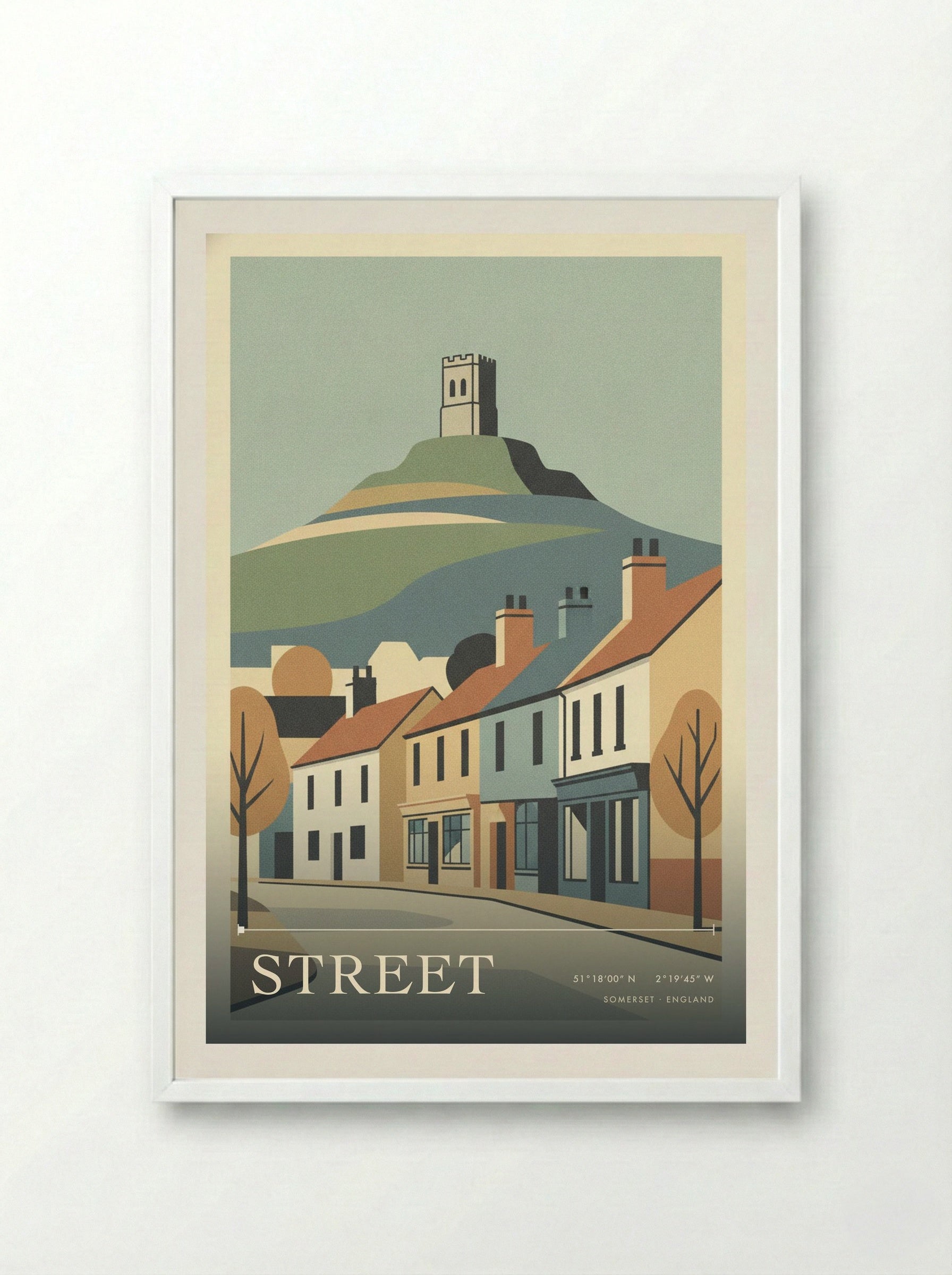 Street Somerset England Travel Poster - Framed Print White