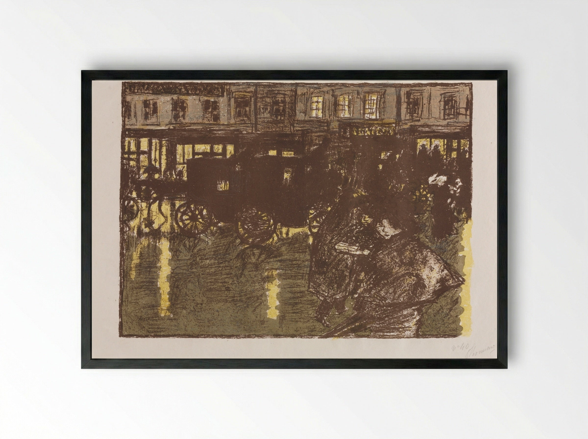 Street at Evening in the Rain - Pierre Bonnard - Framed Print Black