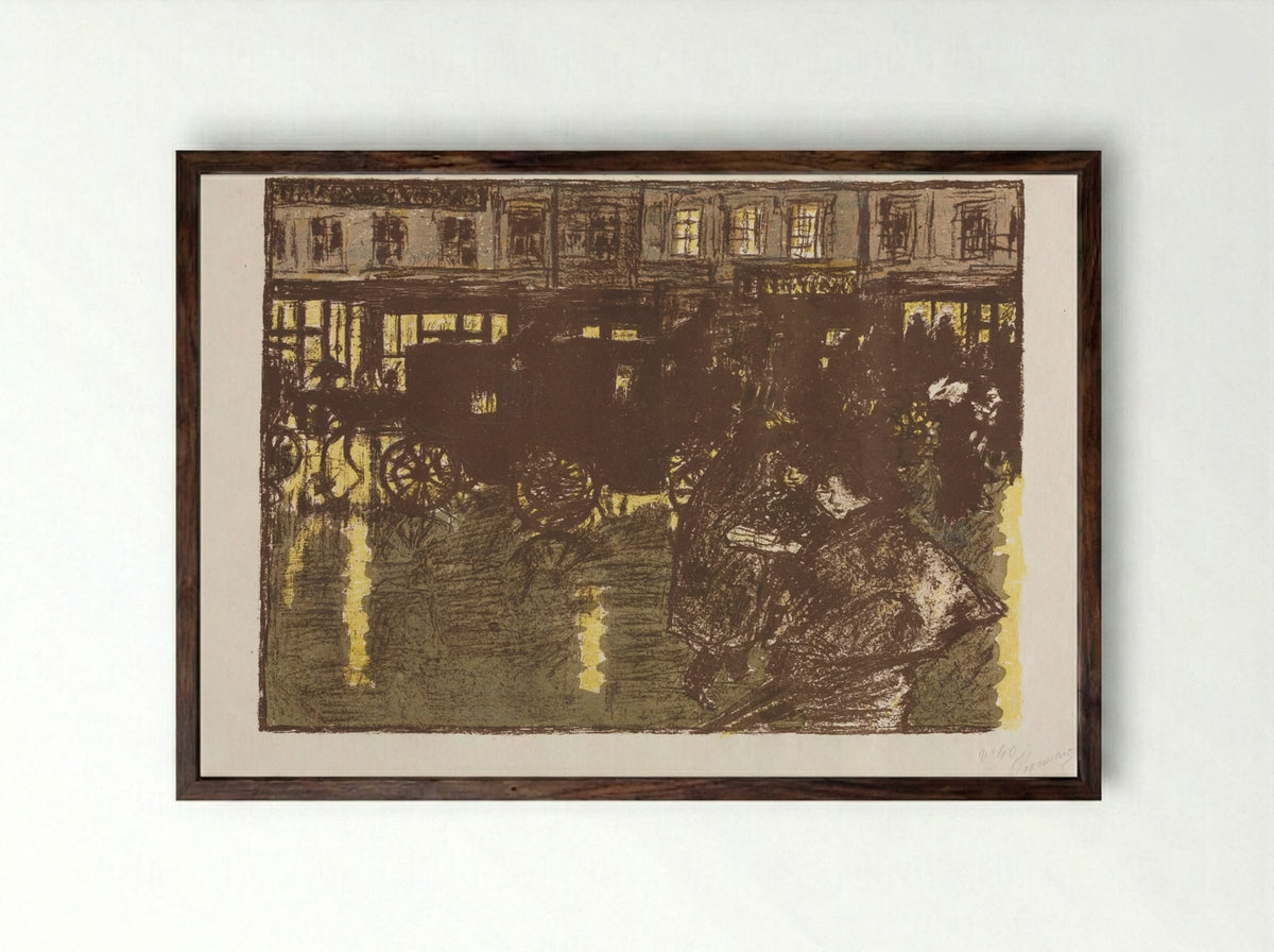 Street at Evening in the Rain - Pierre Bonnard - Framed Print Dark Wood