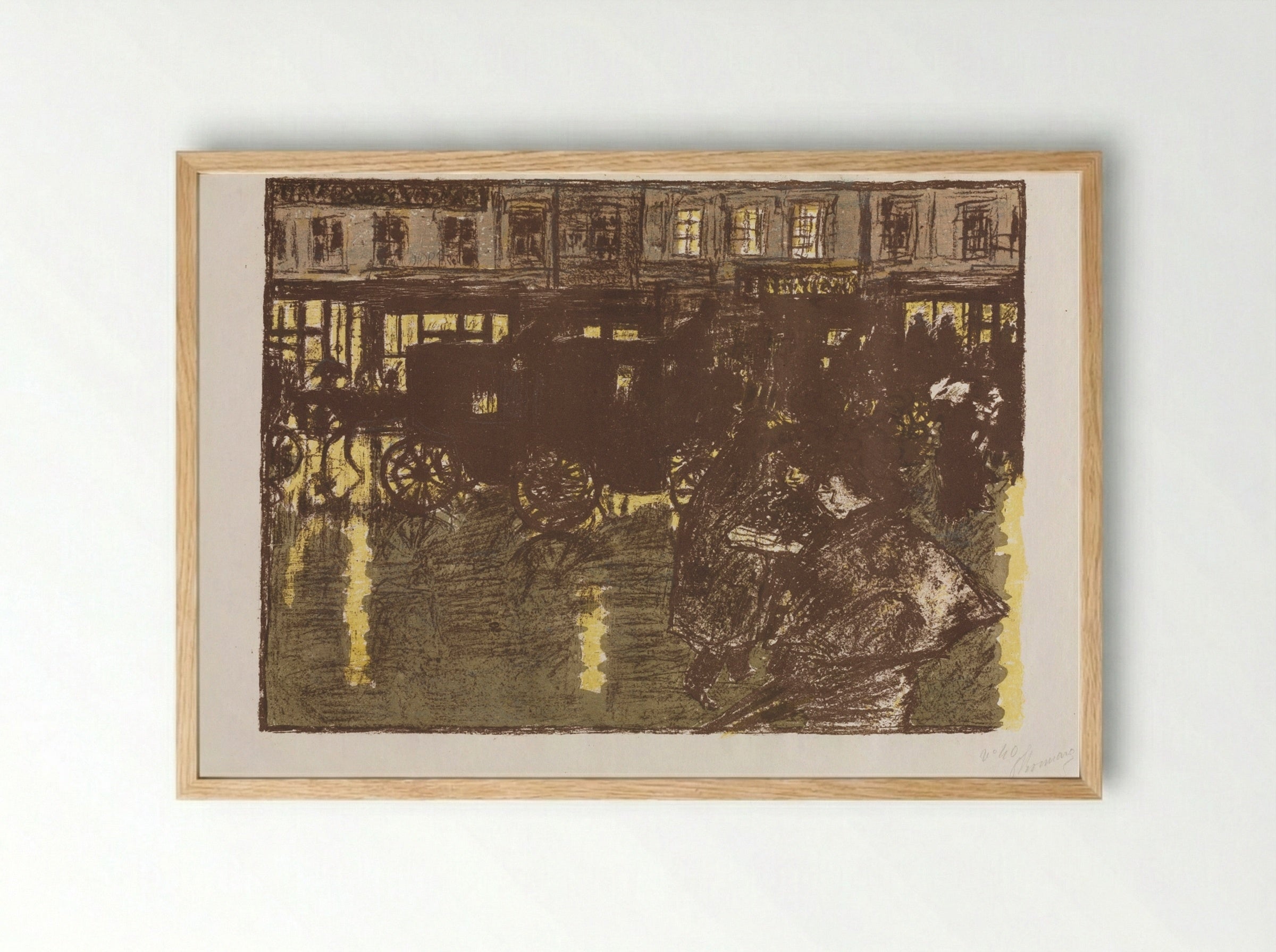 Street at Evening in the Rain - Pierre Bonnard - Framed Print Wood