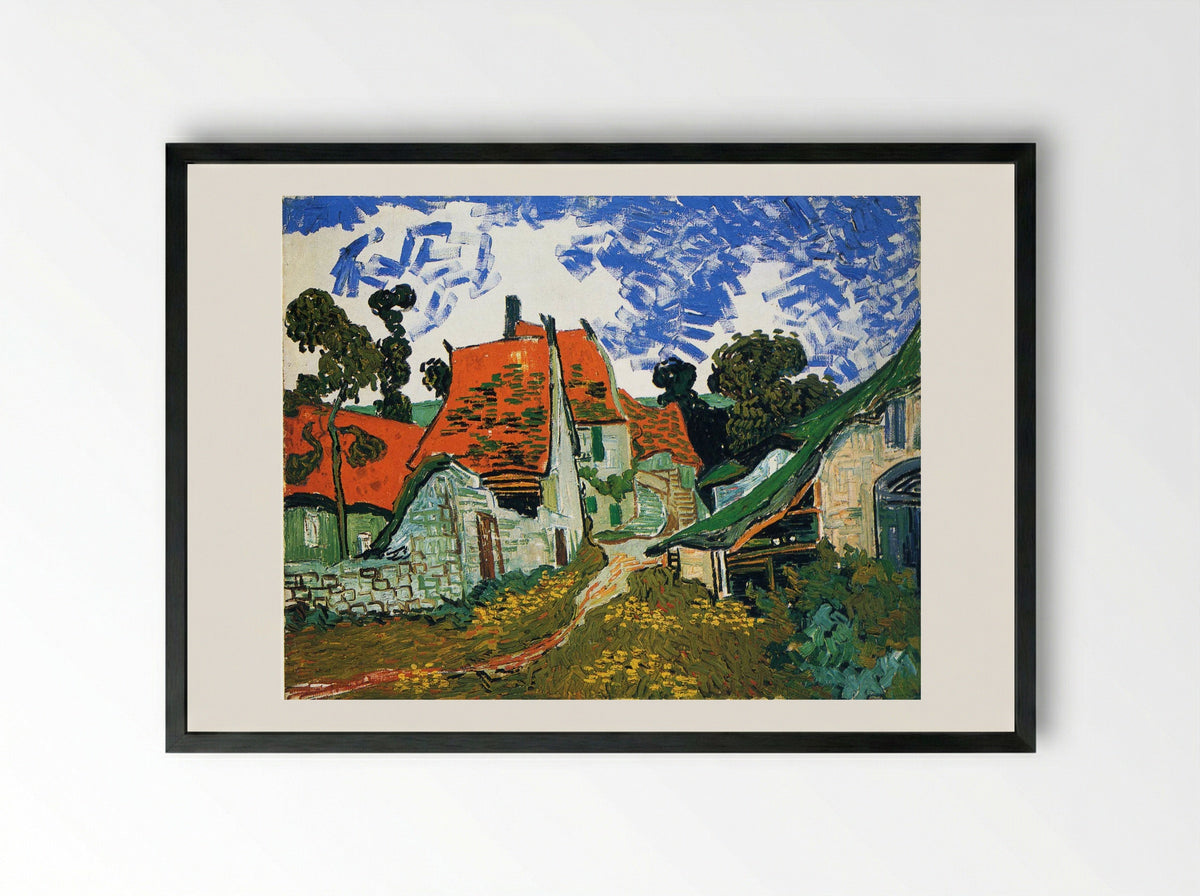 Street in Auvers-sur-Oise - Vincent van Gogh - Framed Print Black