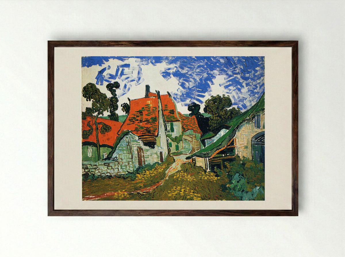 Street in Auvers-sur-Oise - Vincent van Gogh - Framed Print Dark Wood