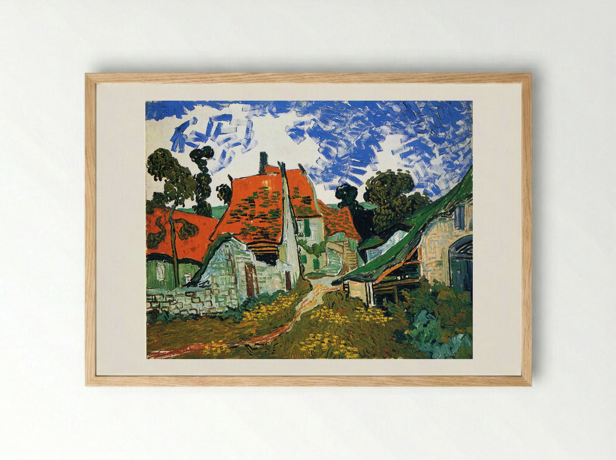 Street in Auvers-sur-Oise - Vincent van Gogh - Framed Print Wood