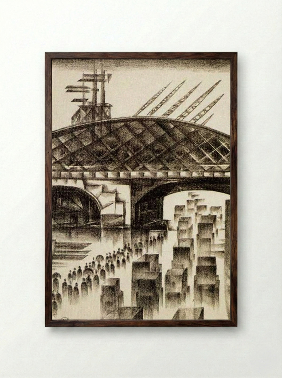 Street in London - Mstislav Dobuzhinsky - Framed Print Dark Wood