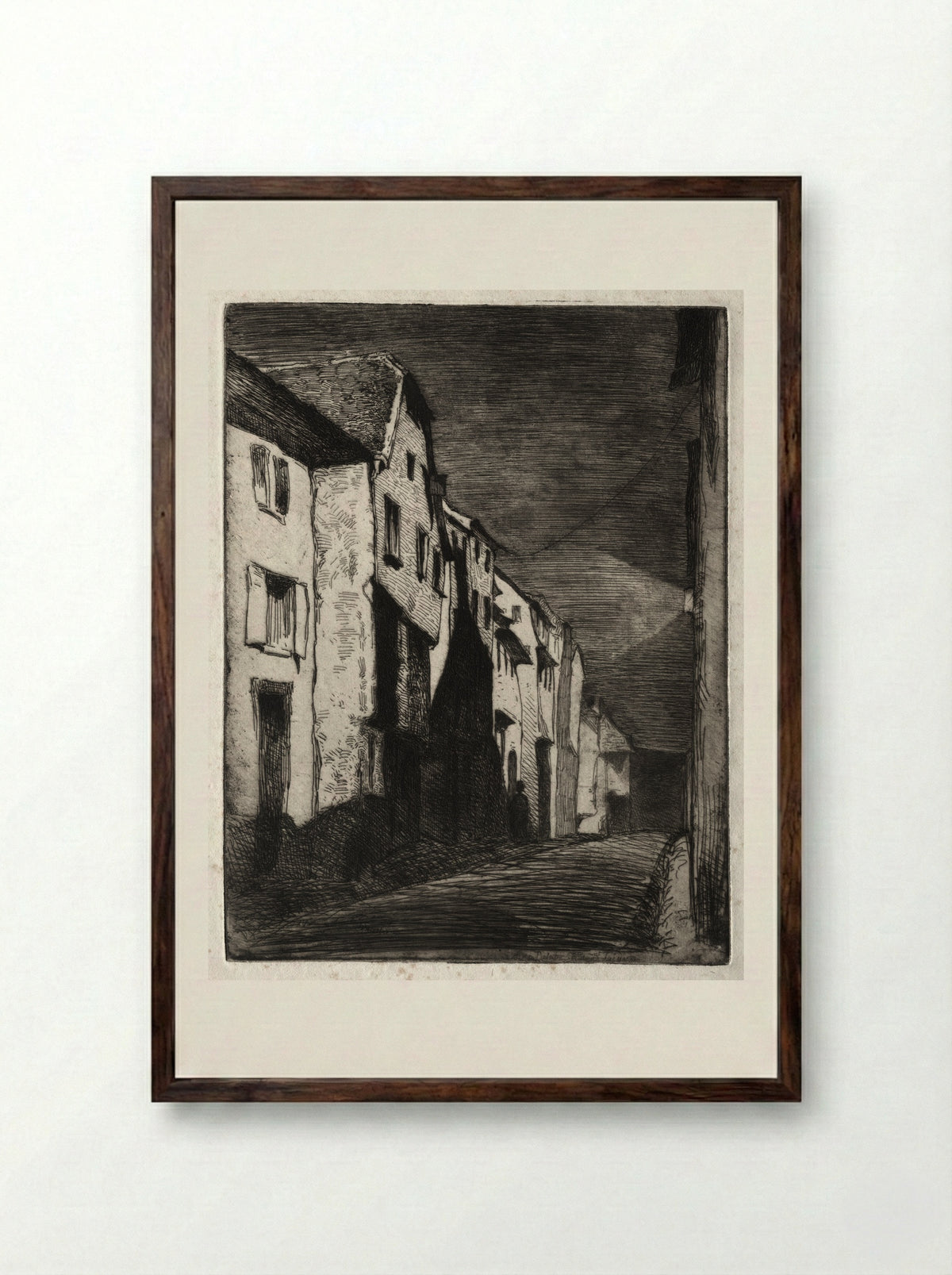 Street in Saverne - James McNeill Whistler - Framed Print Dark Wood