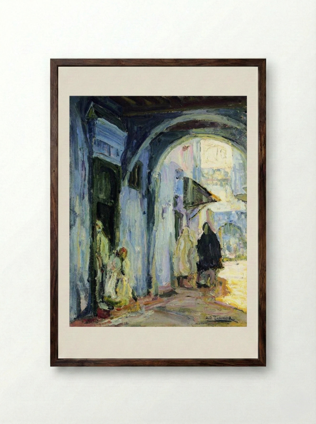 Street in Tangier - Henry Ossawa Tanner - Framed Print Dark Wood