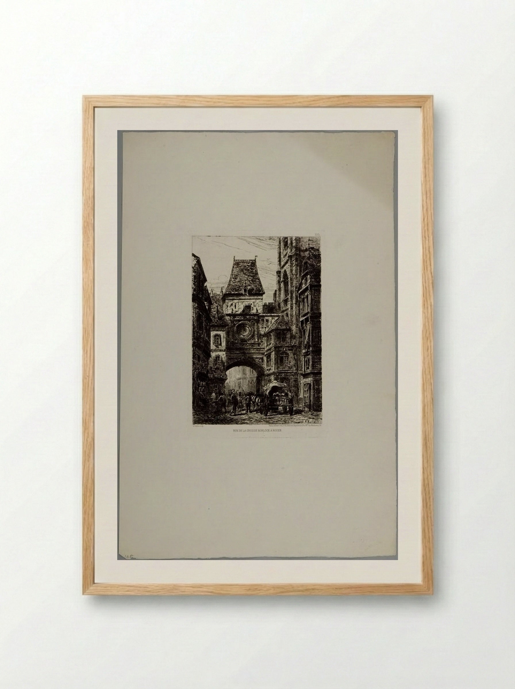 Street of the Big Clock in Rouen - Auguste Ballin - Framed Print Wood