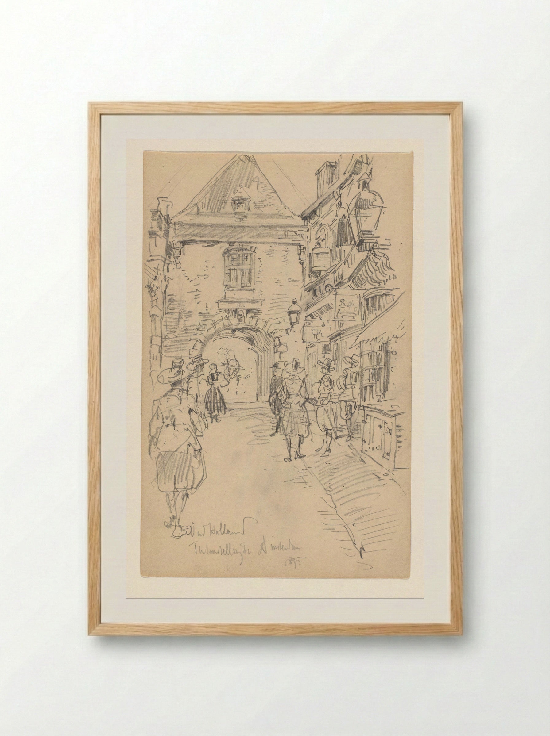 Street with Gate in the Reconstructed Old-Holland City at the 1895 World Exhibition - Jan Hoynck van Papendrecht - Framed Print Wood