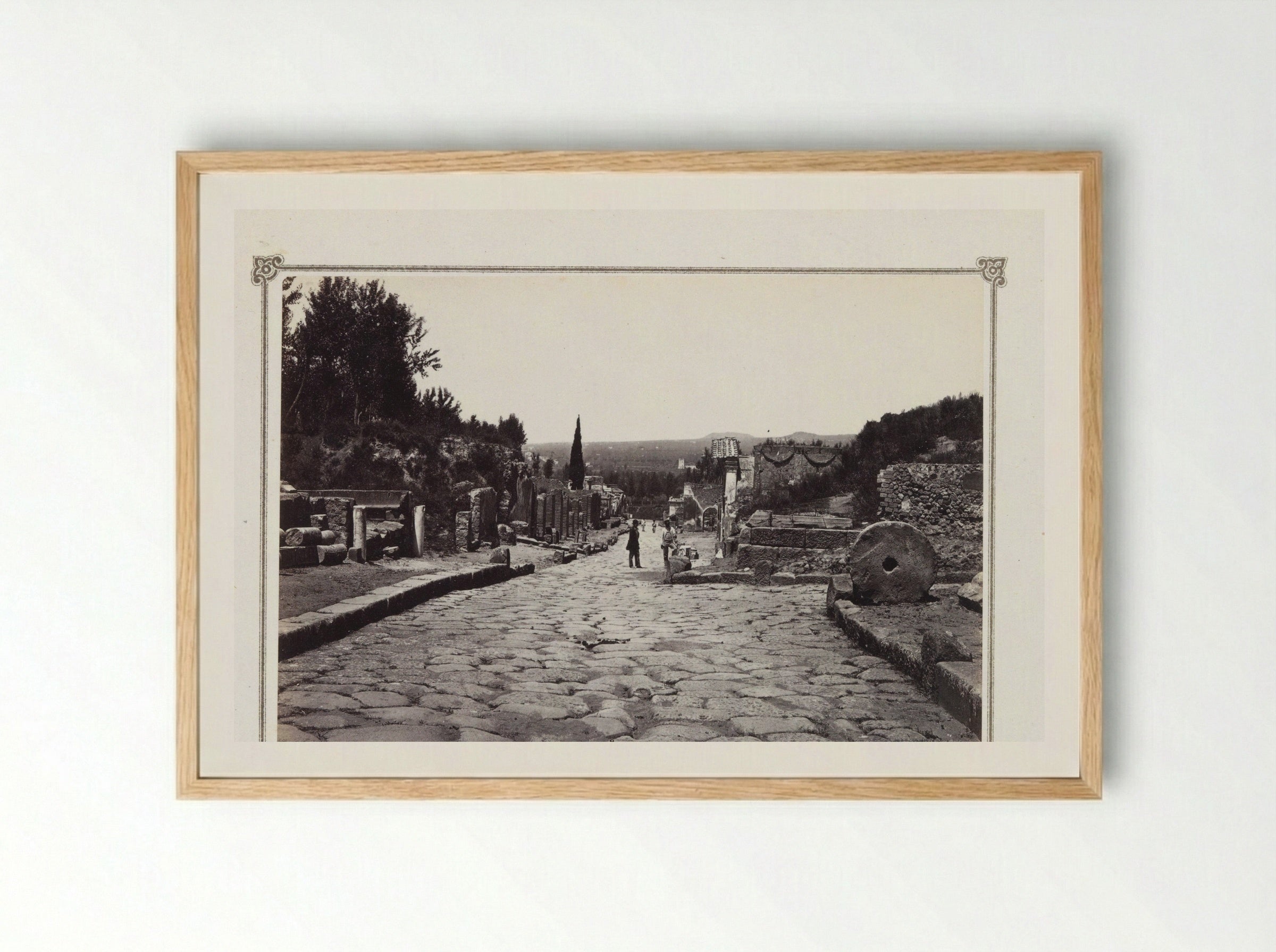 Street with Remains of Tombs in Pompeii - Giorgio Sommer - Framed Print Wood