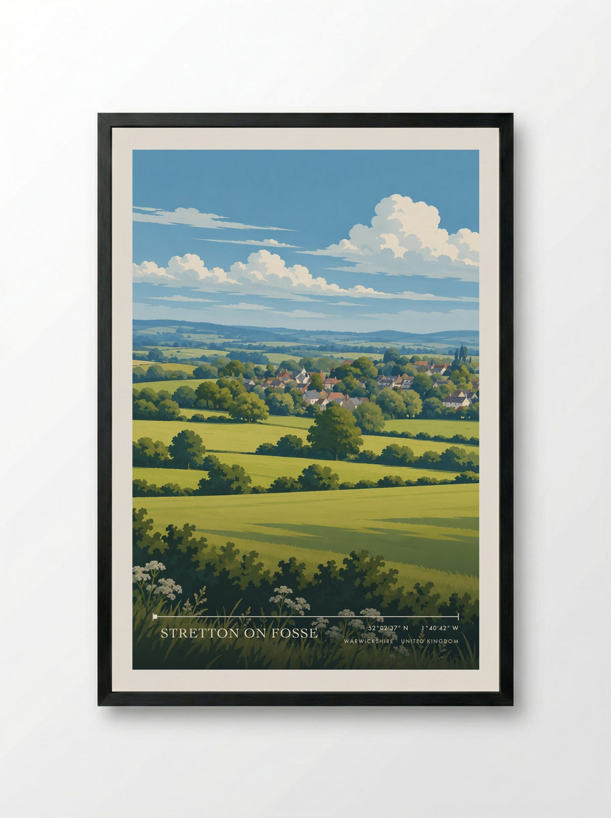 Stretton on Fosse, Warwickshire | Travel Poster - Framed Print Black
