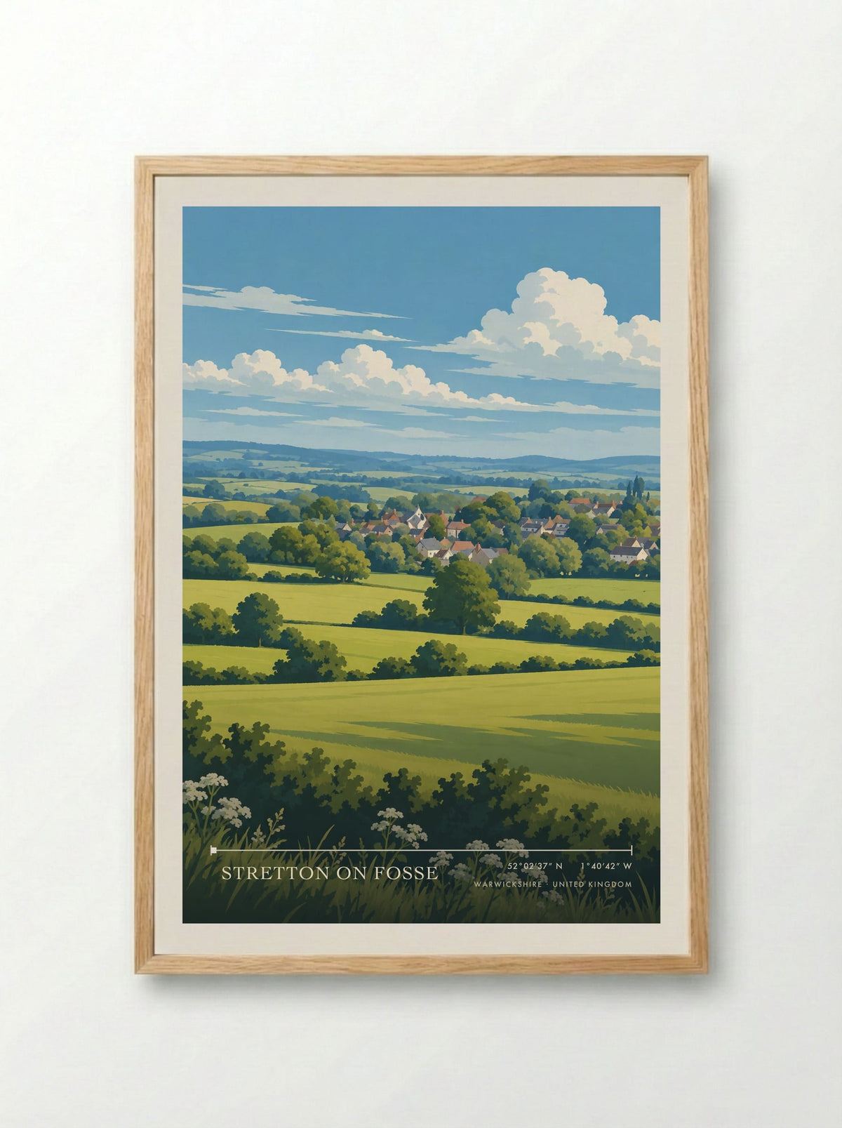 Stretton on Fosse, Warwickshire | Travel Poster - Framed Print Wood