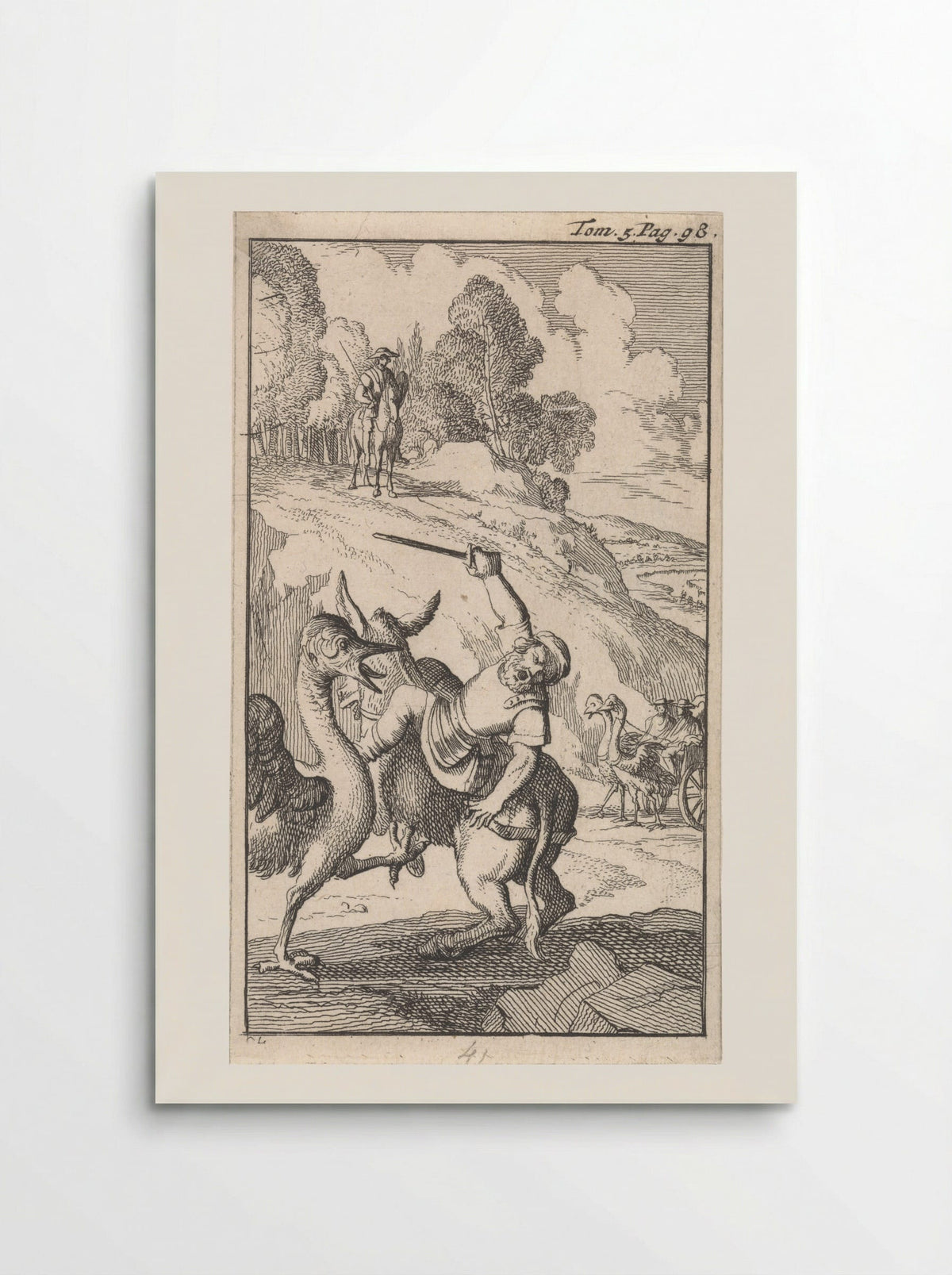 Strijd van Sancho met een struisvogel - Pieter Mortier (I) - Poster