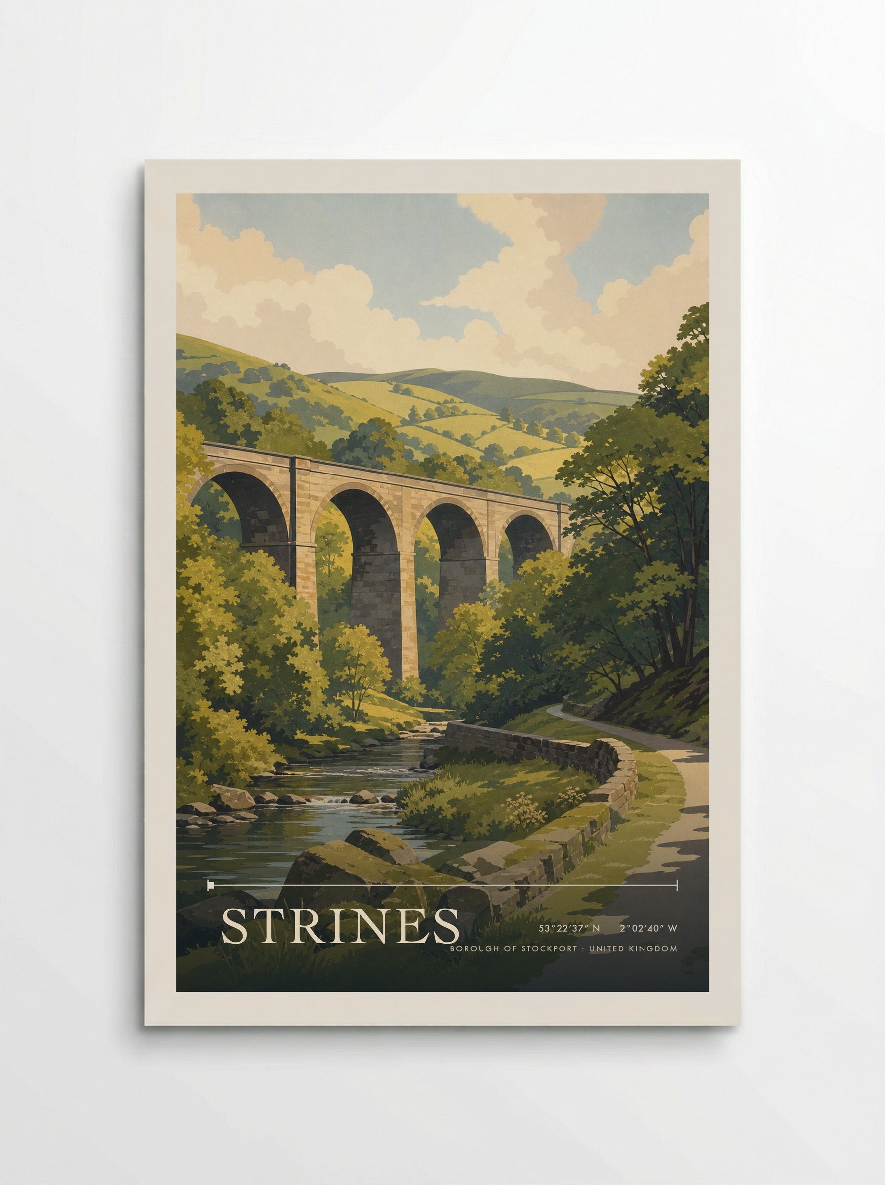 Strines Borough of Stockport United Kingdom Travel Poster - Poster