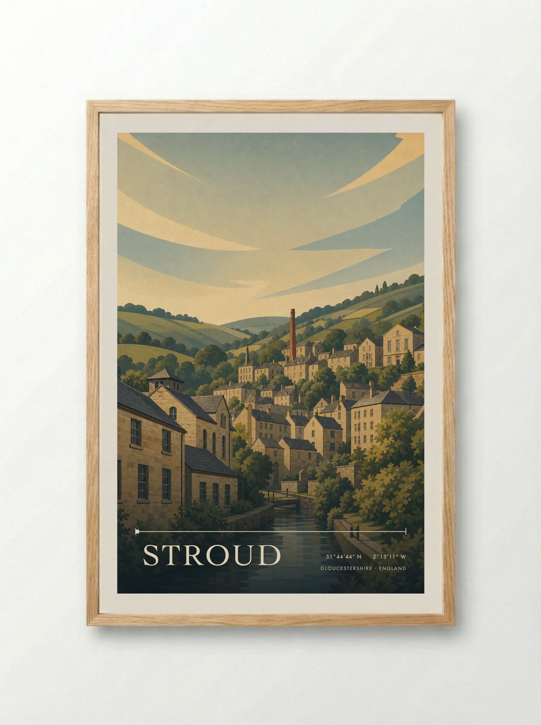 Stroud Gloucestershire England Travel Poster - Framed Print Wood