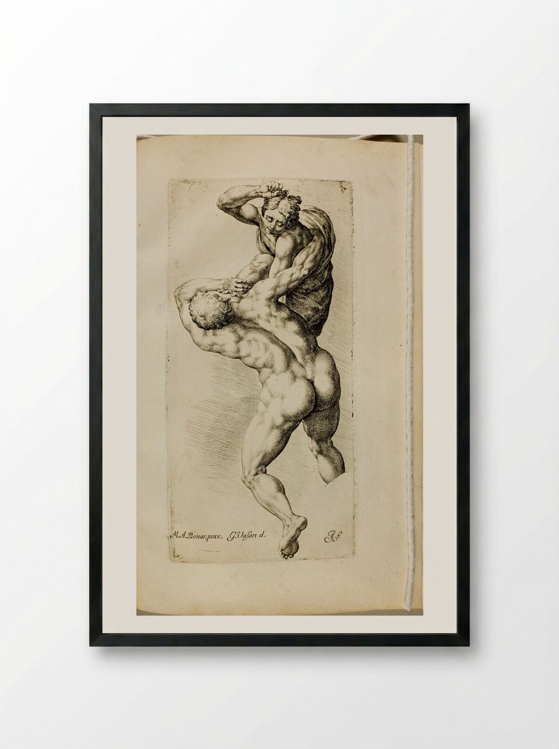 Struggle of Two of the Damned - Jan de Bisschop - Framed Print Black