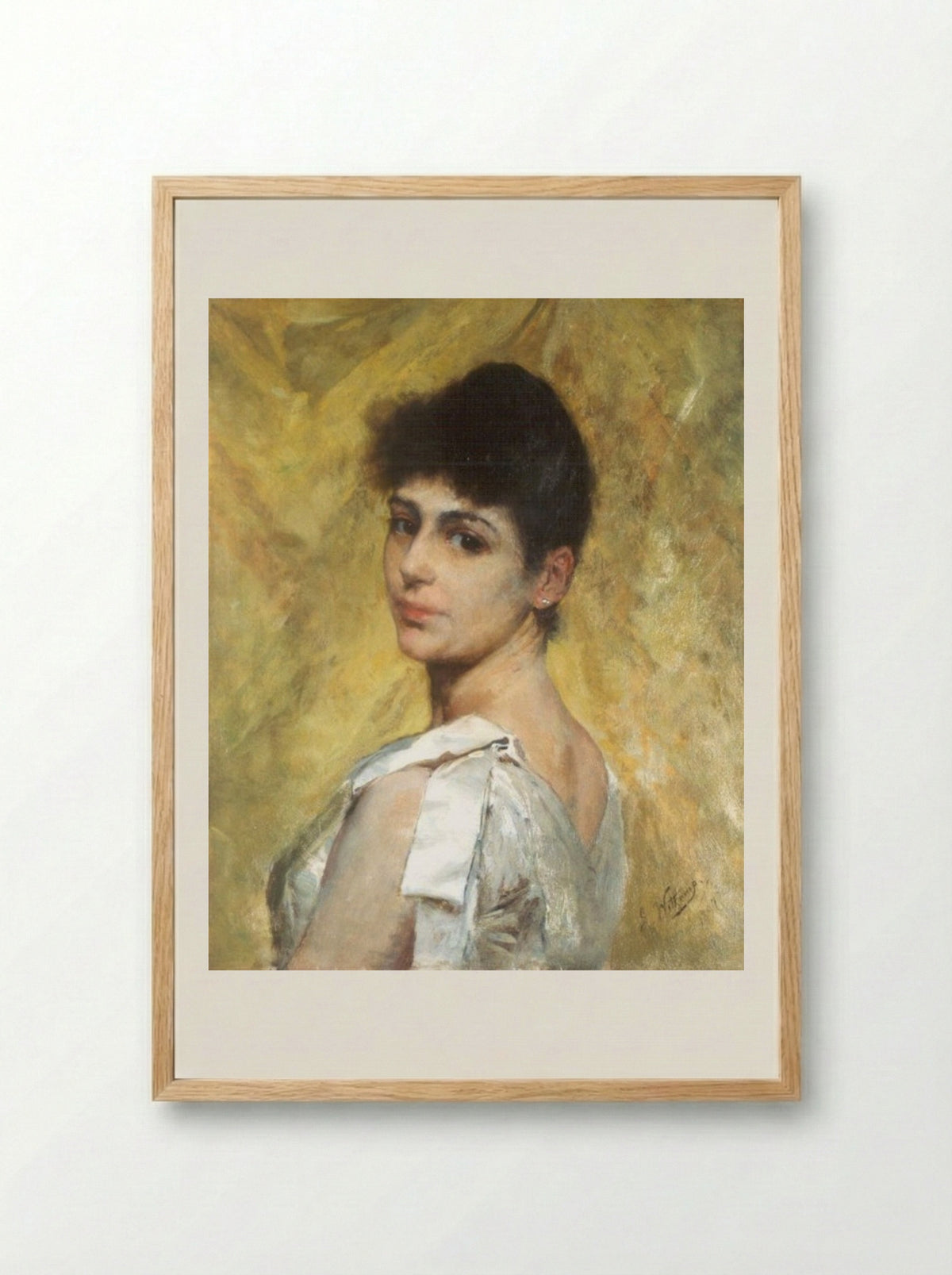 Studie van het hoofd van een jong meisje, en profil - Ernst Witkamp - Framed Print Wood
