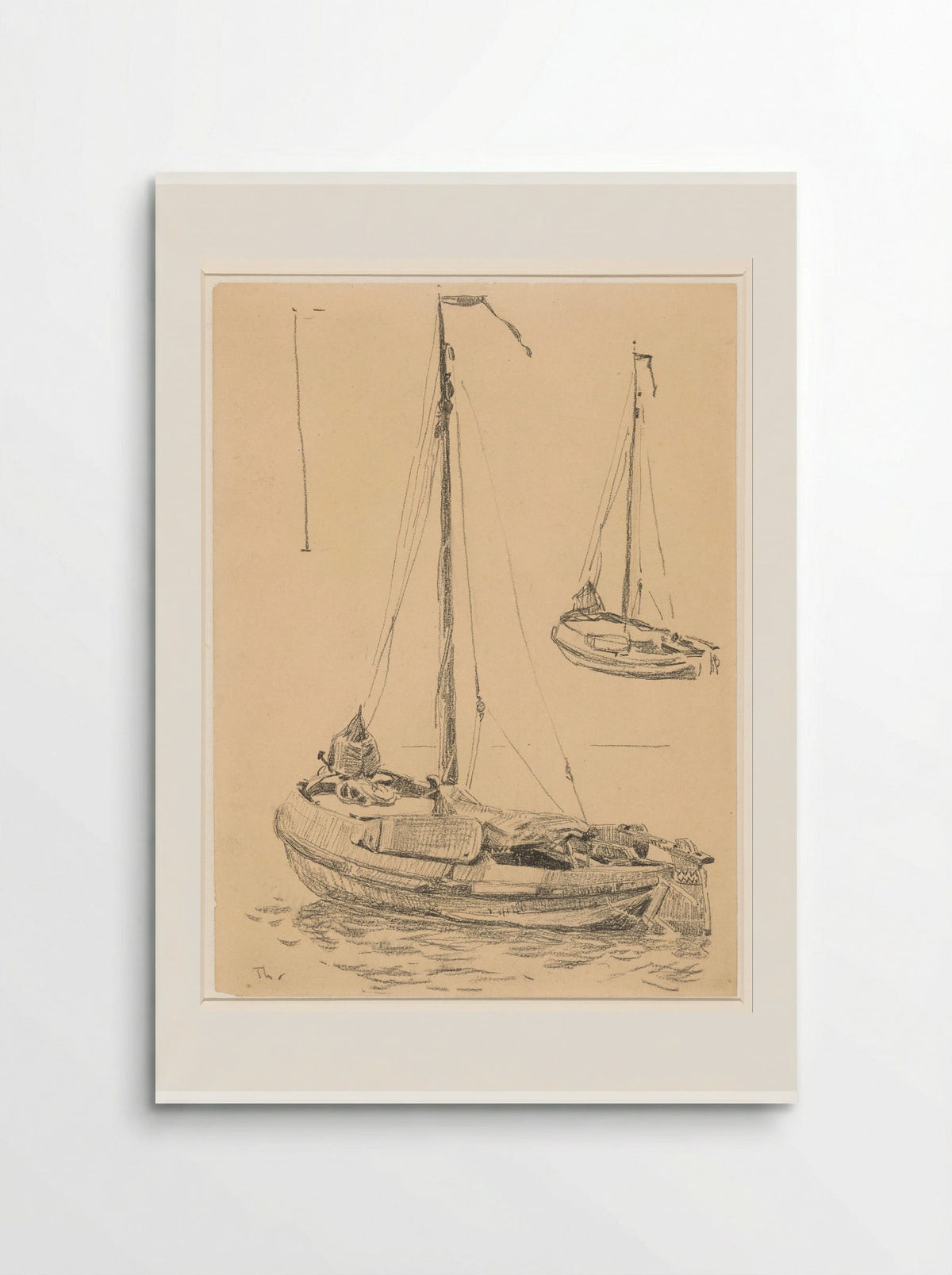 Studieblad met twee boten - Willem Bastiaan Tholen - Poster