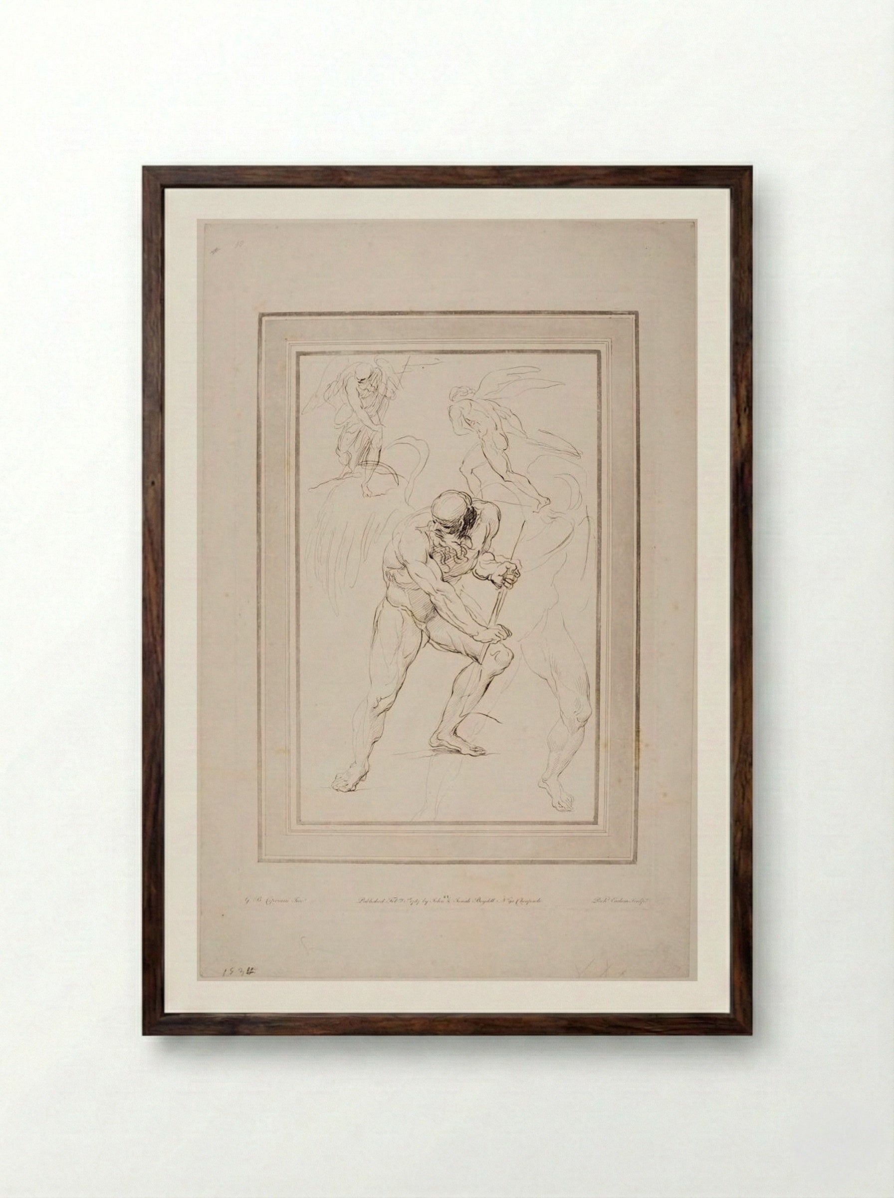 Studies for Saturn - Richard Earlom - Framed Print Dark Wood