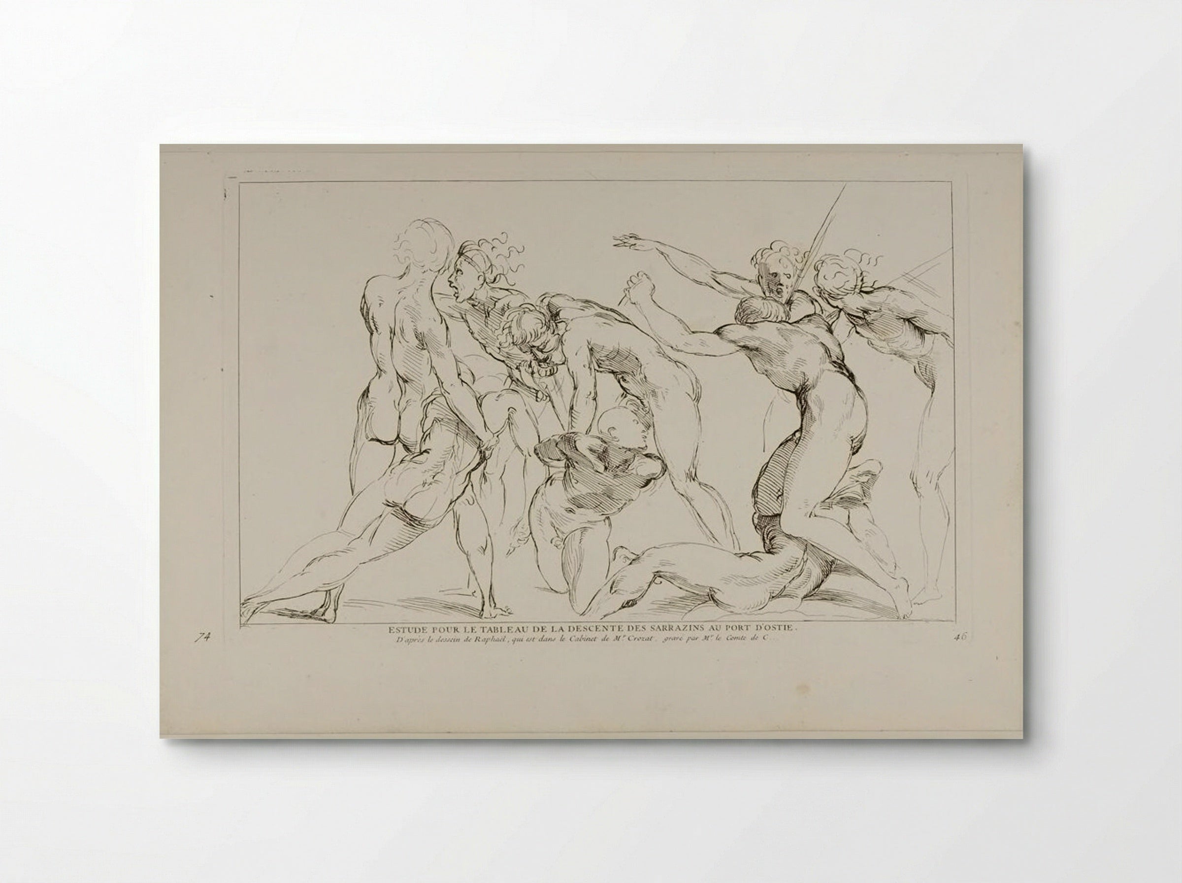 Studies for the Painting of The Descent of the Sarrazins at the Port of Ostie - Anne Claude de Thubières, comte de Caylus - Poster