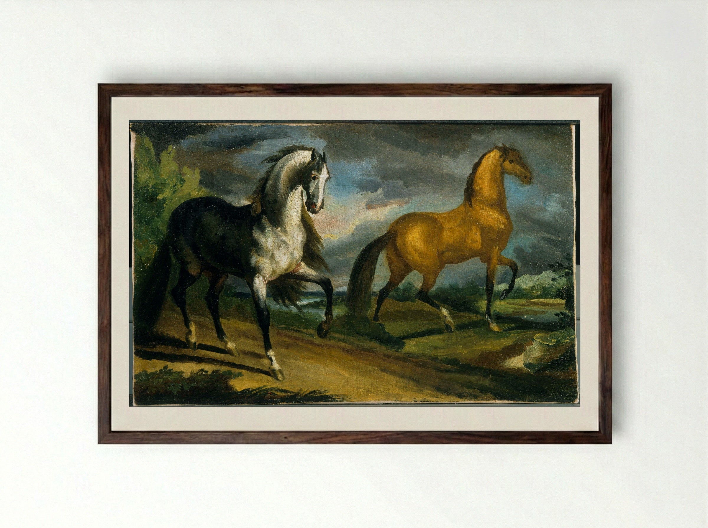 Studies of Horses - Théodore Géricault - Framed Print Dark Wood