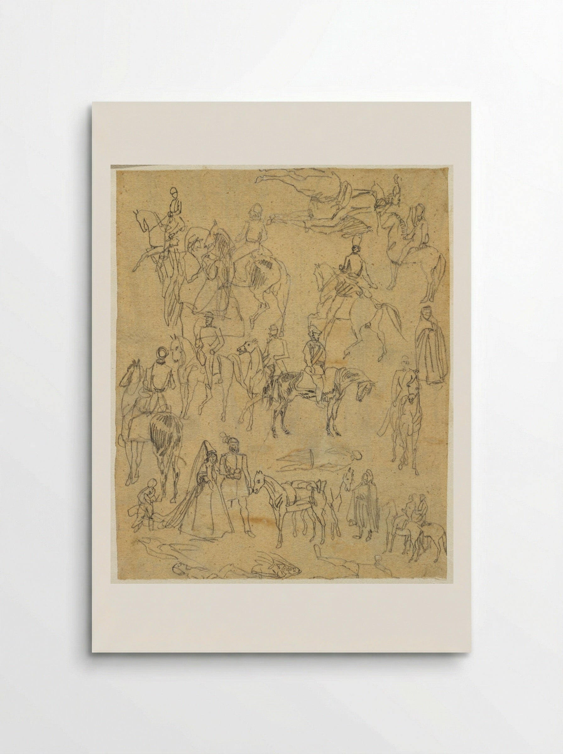 Studies of Soldiers, Couple Walking - Rodolphe Bresdin - Poster