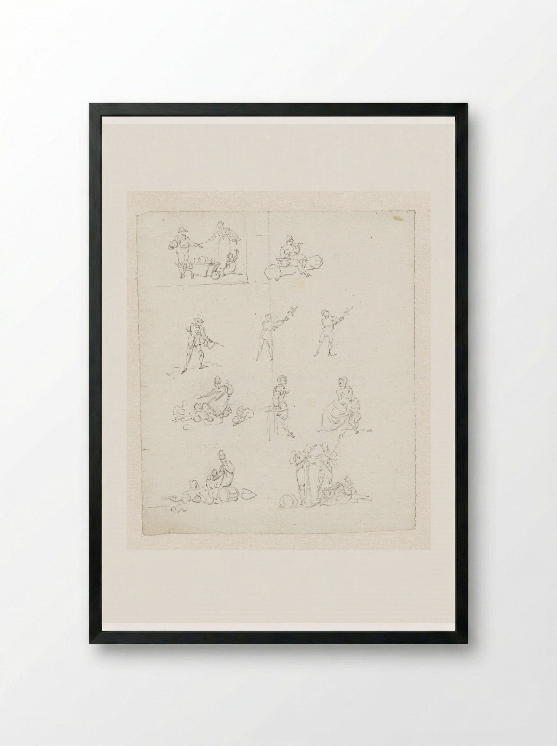 Studies of Soldiers and Figures - Pieter Bartholomeusz. Barbiers - Framed Print Black