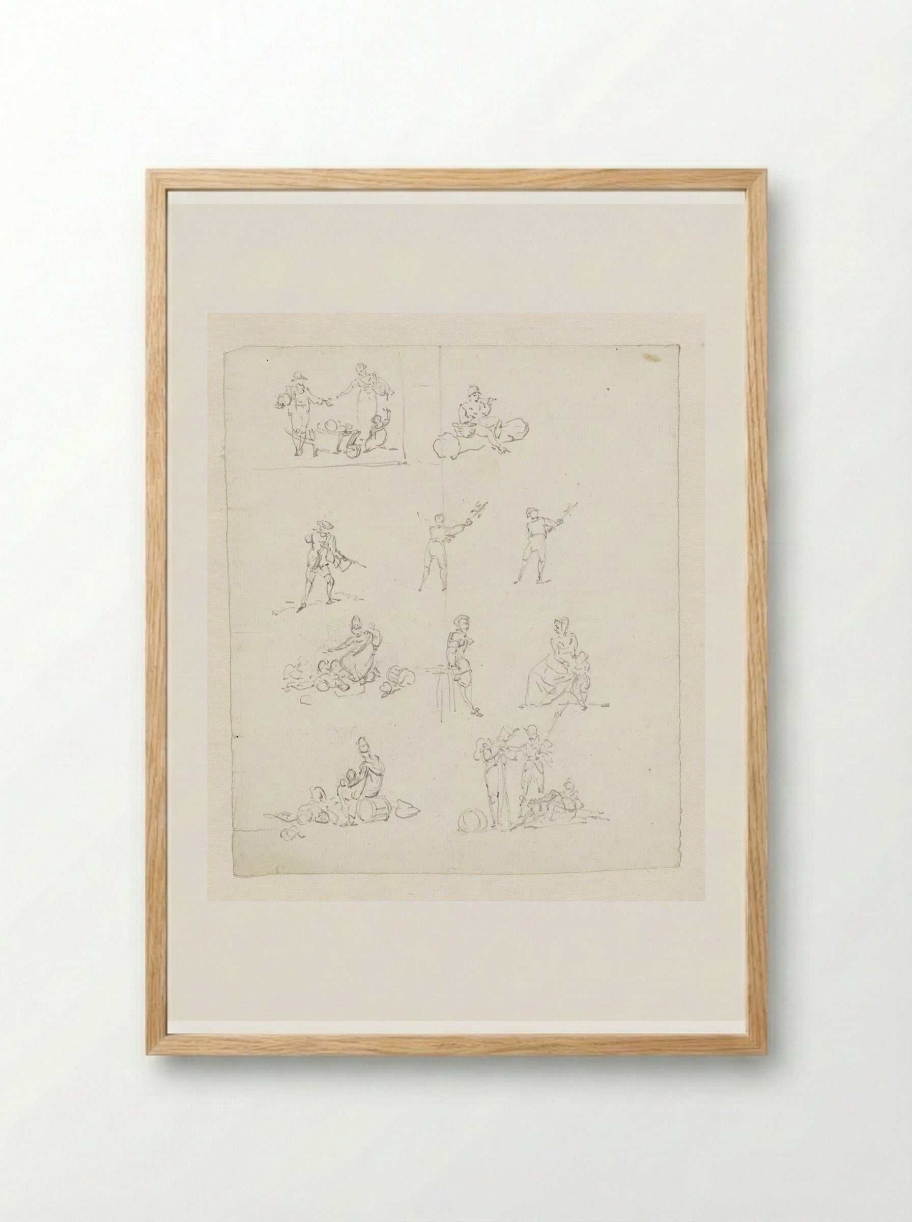 Studies of Soldiers and Figures - Pieter Bartholomeusz. Barbiers - Framed Print Wood