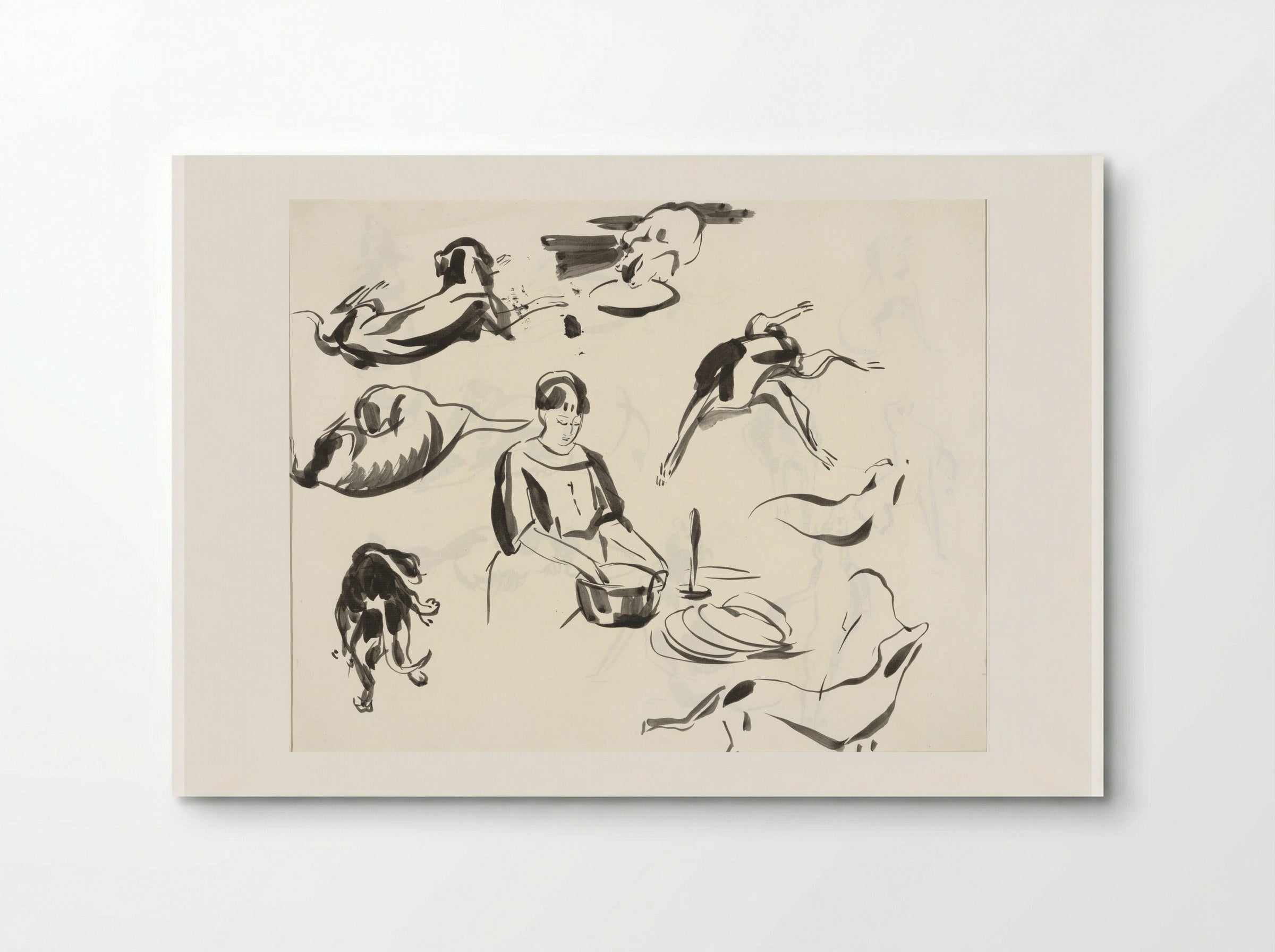Studies of a Dog, a Cat, and a Woman at the Kitchen Counter - Rik Wouters - Poster