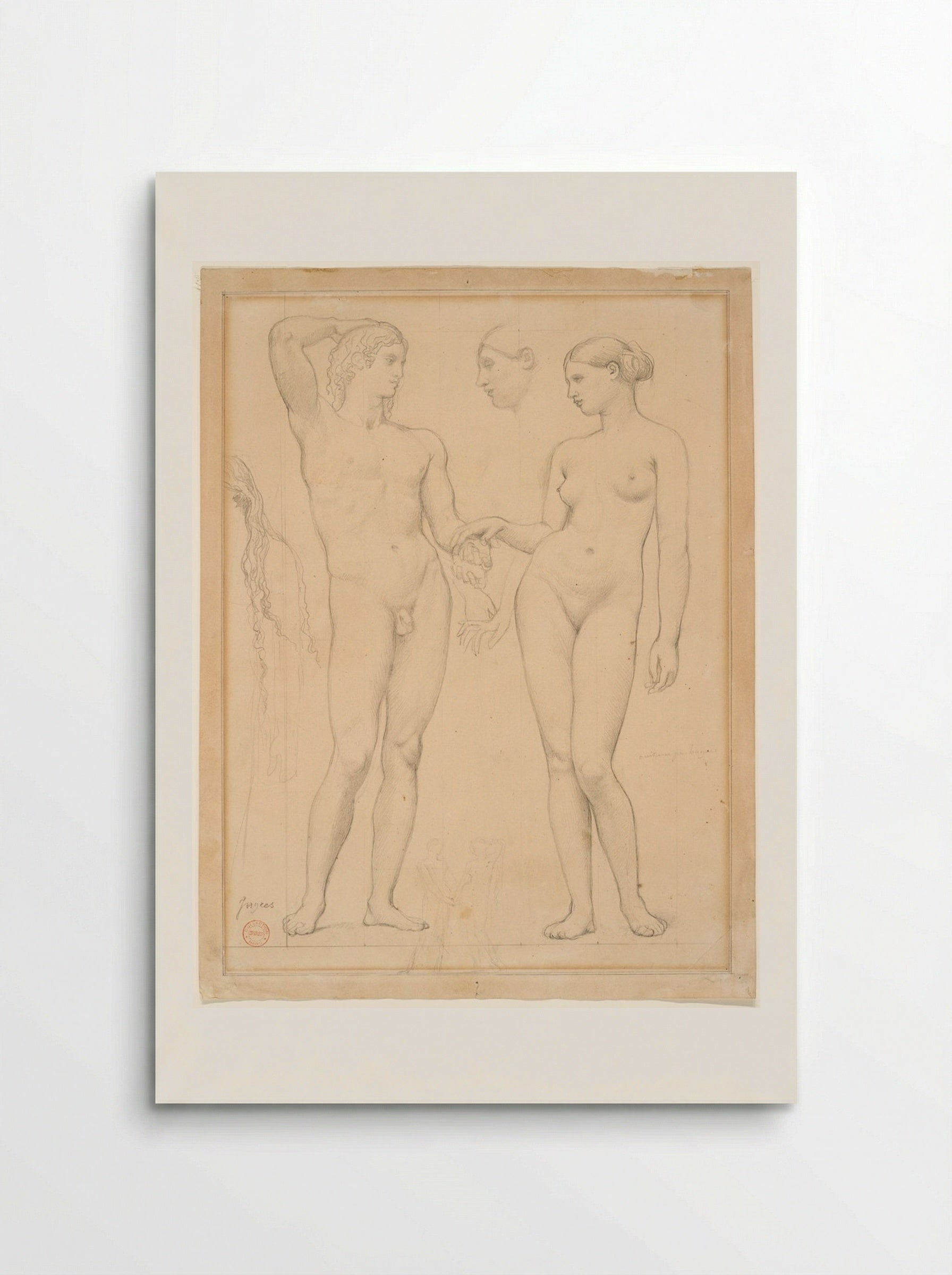 Studies of a Man and a Woman for The Golden Age - Jean-Auguste-Dominique Ingres - Poster