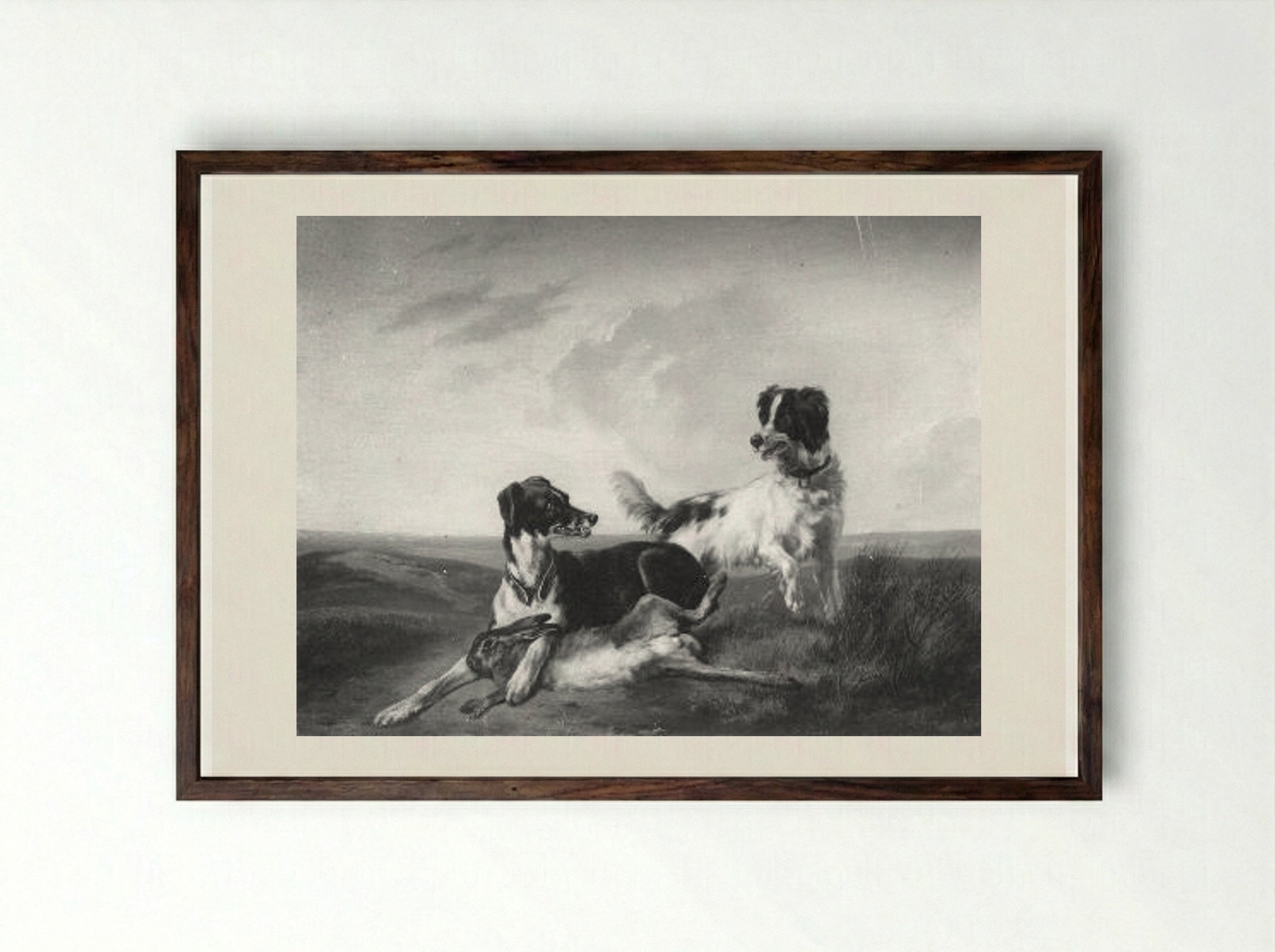 Studies van honden - Guillaume Anne van der Brugghen - Framed Print Dark Wood
