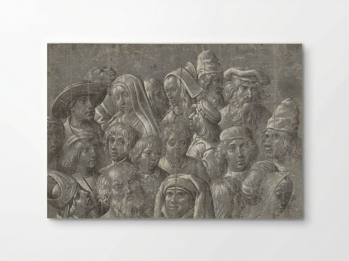 Studies van hoofden van mannen, vrouwen en kinderen - Meester van de Dood van Absalom - Poster