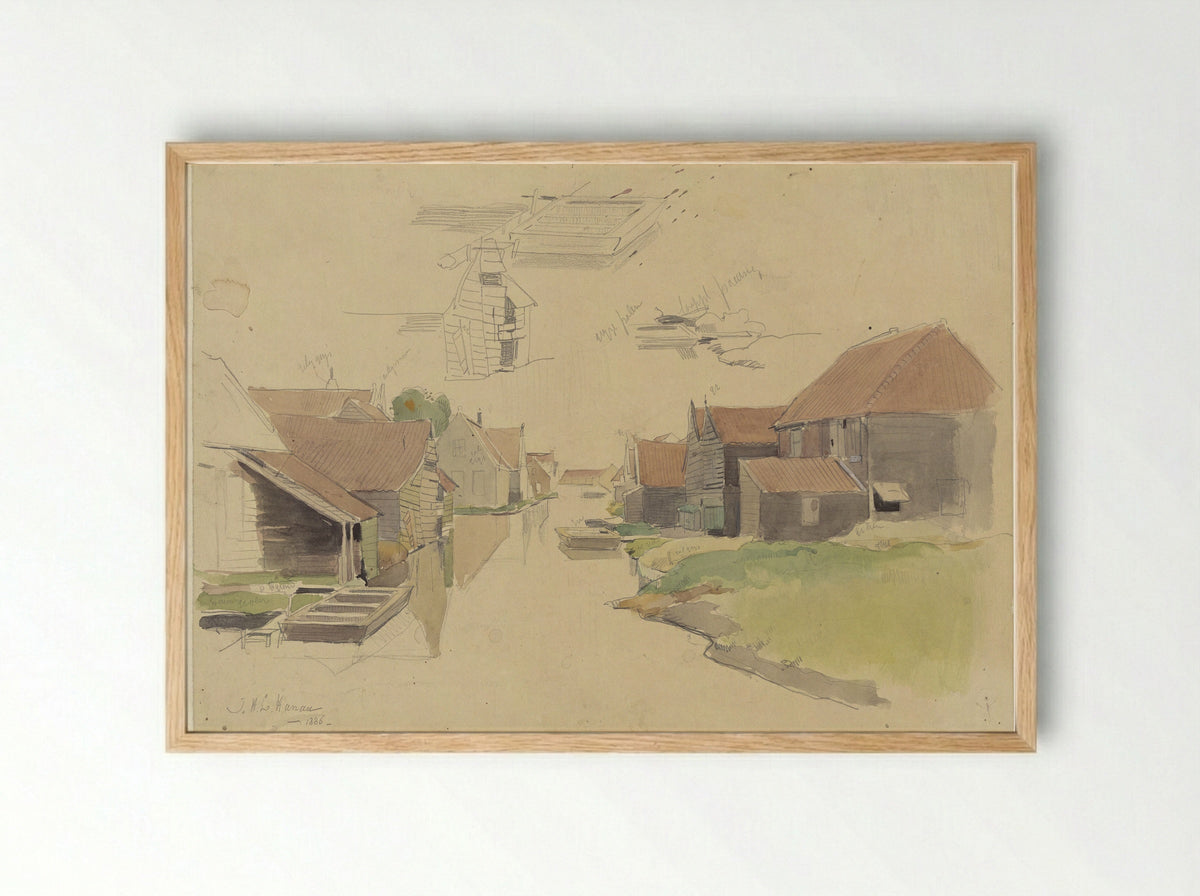 Studies van huizen in de Vinkenbuurt, Amsterdam - Jan H.L. Hanau - Framed Print Wood