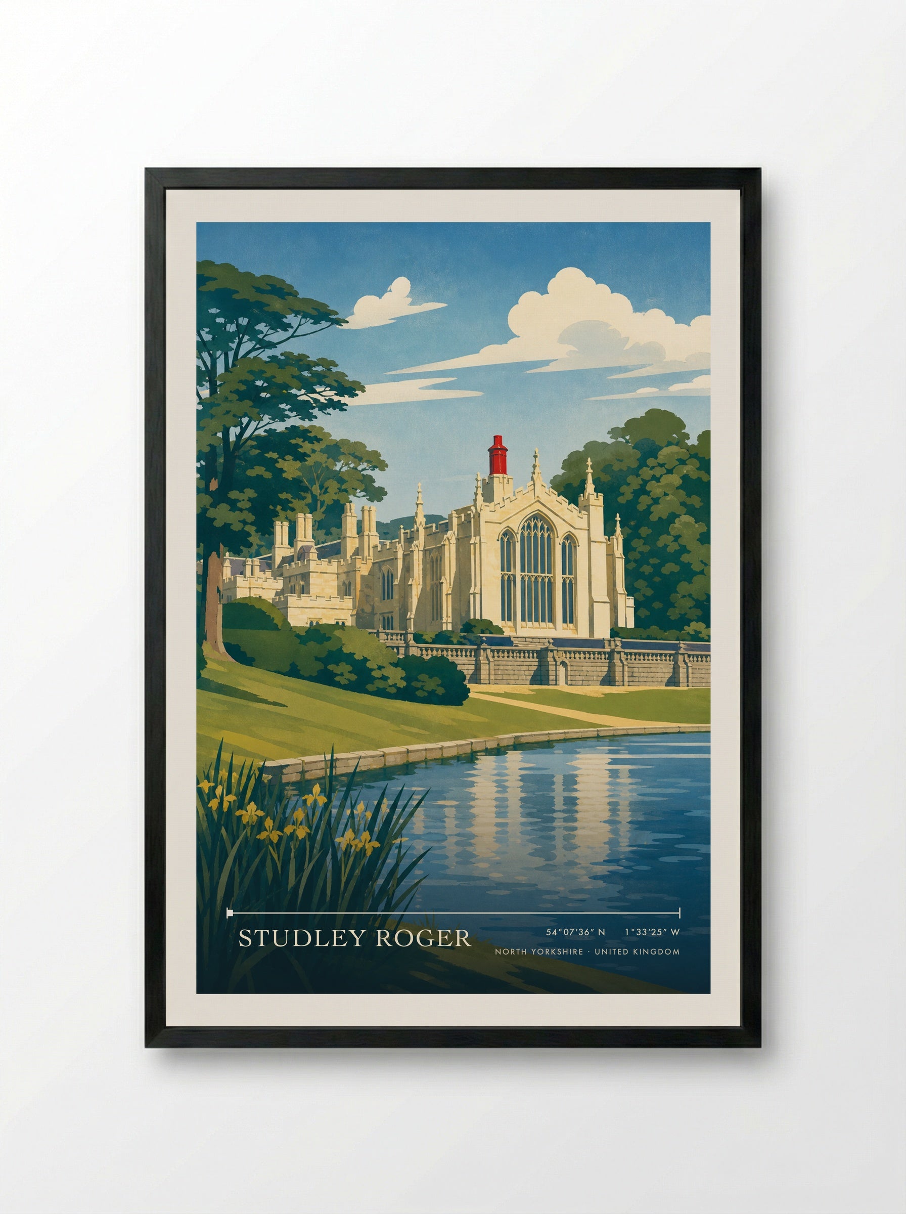 Studley Roger North Yorkshire United Kingdom Travel Poster - Framed Print Black