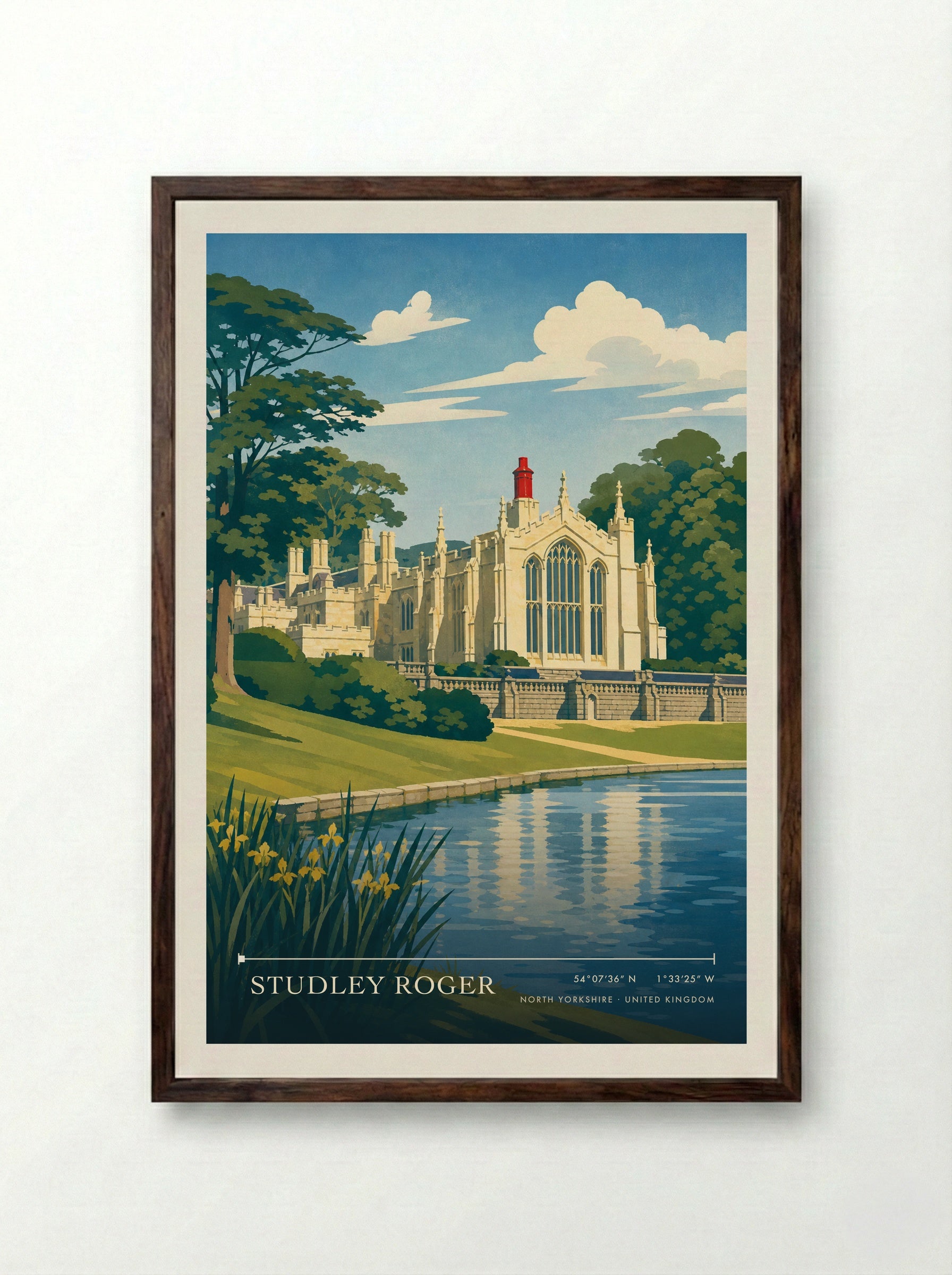 Studley Roger North Yorkshire United Kingdom Travel Poster - Framed Print Dark Wood