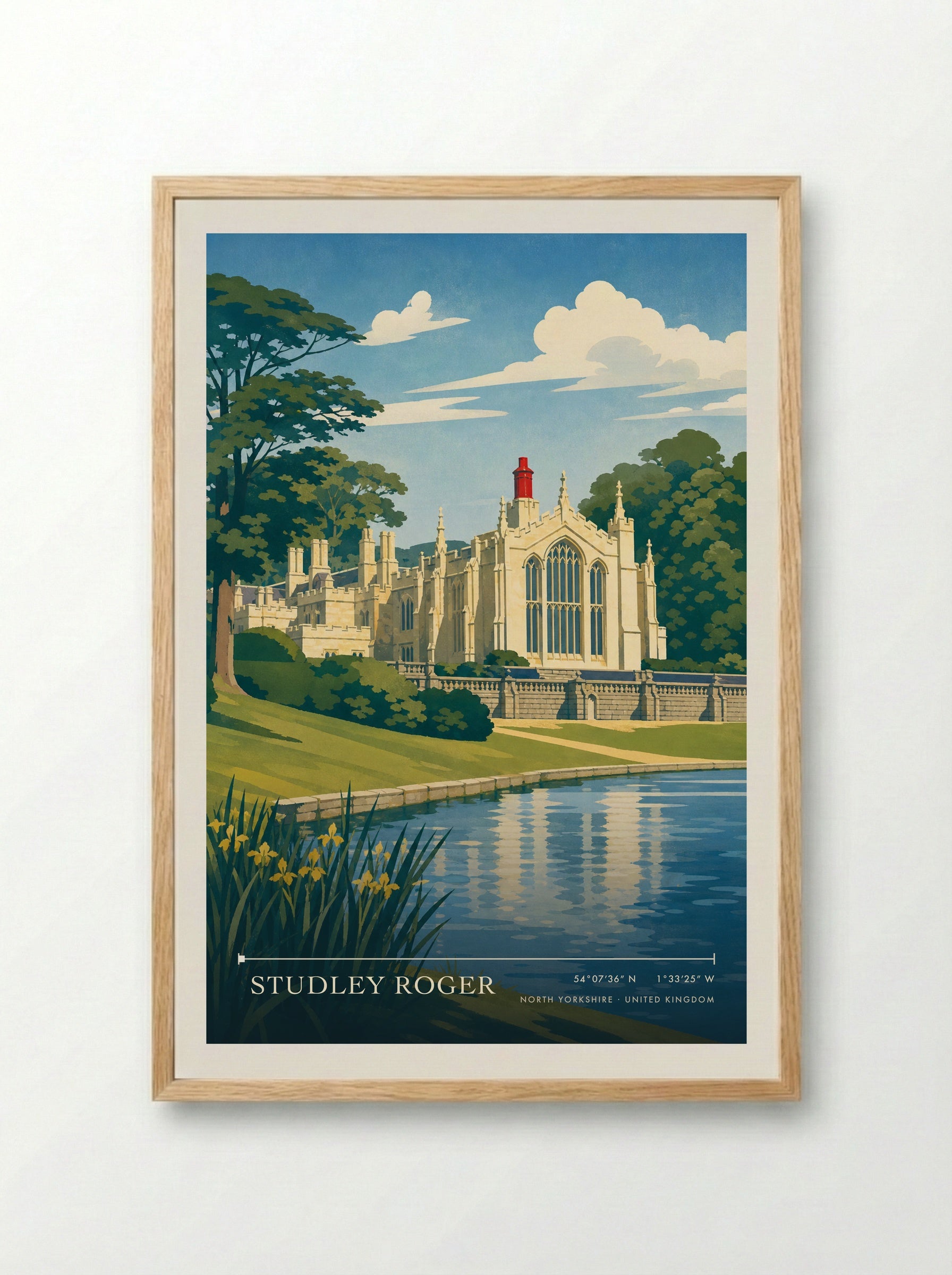 Studley Roger North Yorkshire United Kingdom Travel Poster - Framed Print Wood