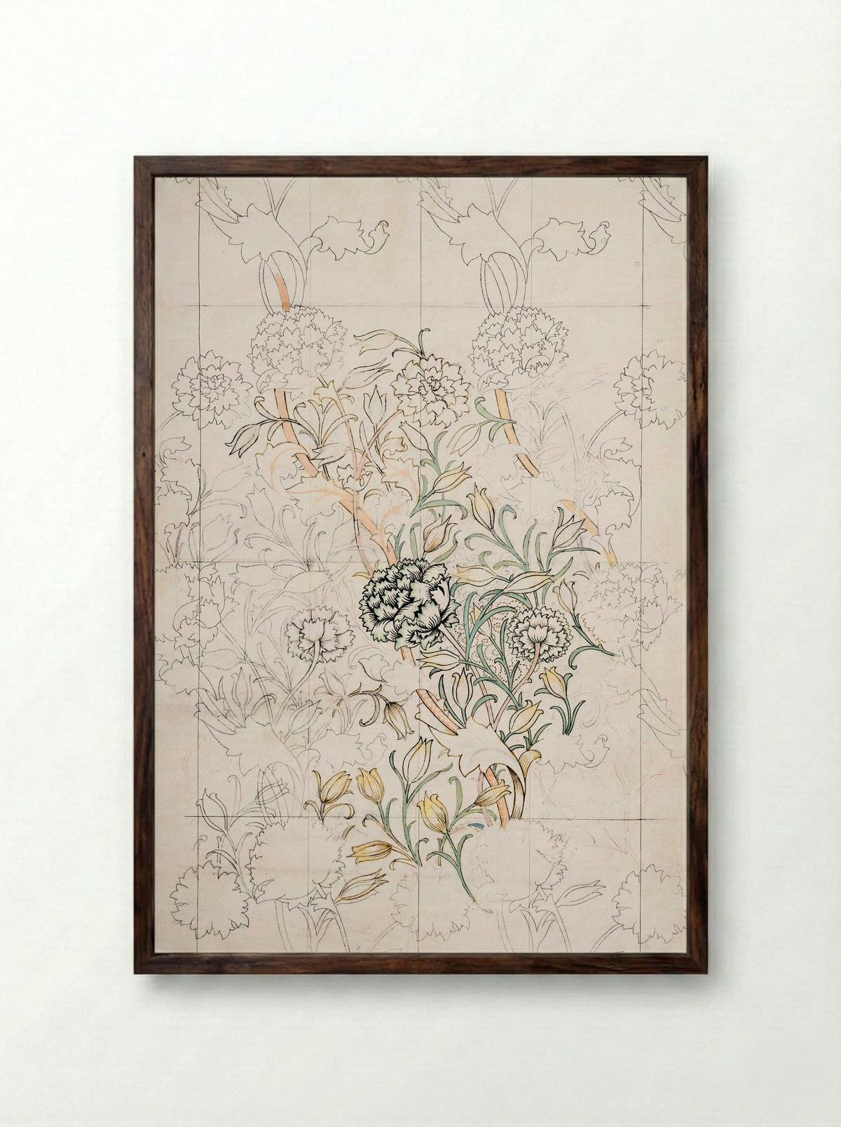 Study for 'Wild Tulip' Wallpaper - William Morris - Framed Print Dark Wood