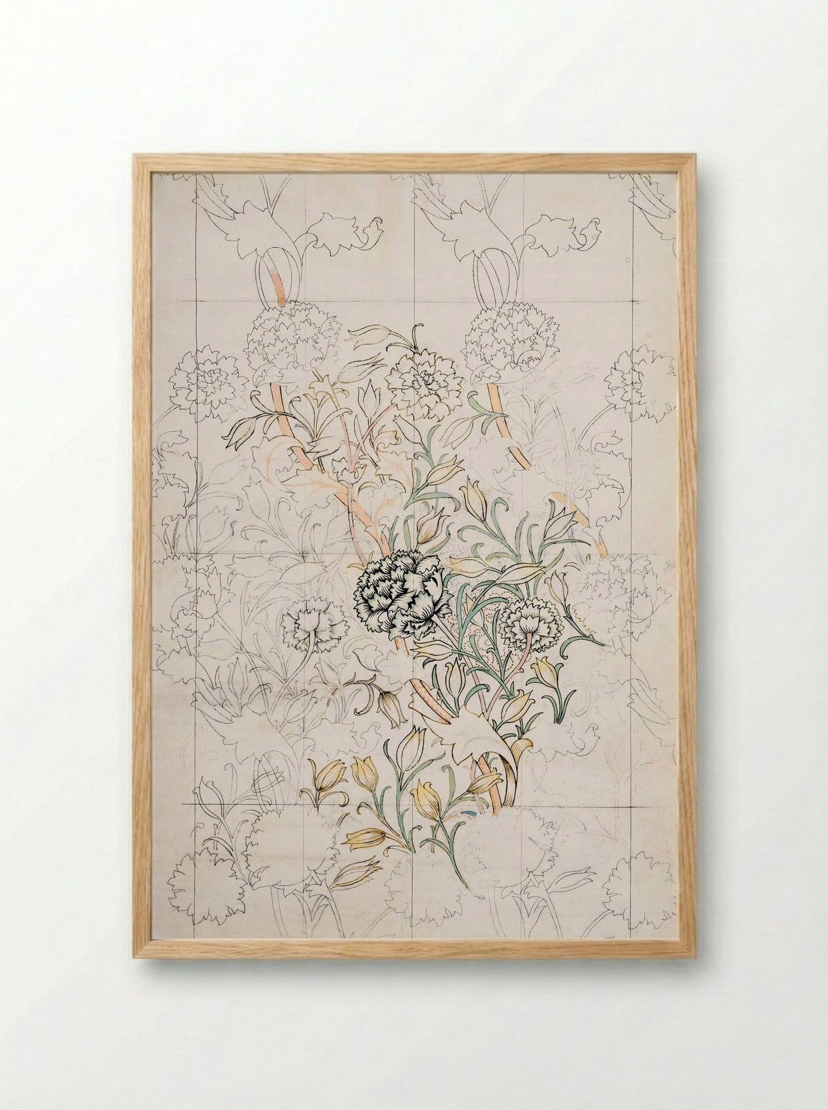 Study for 'Wild Tulip' Wallpaper - William Morris - Framed Print Wood