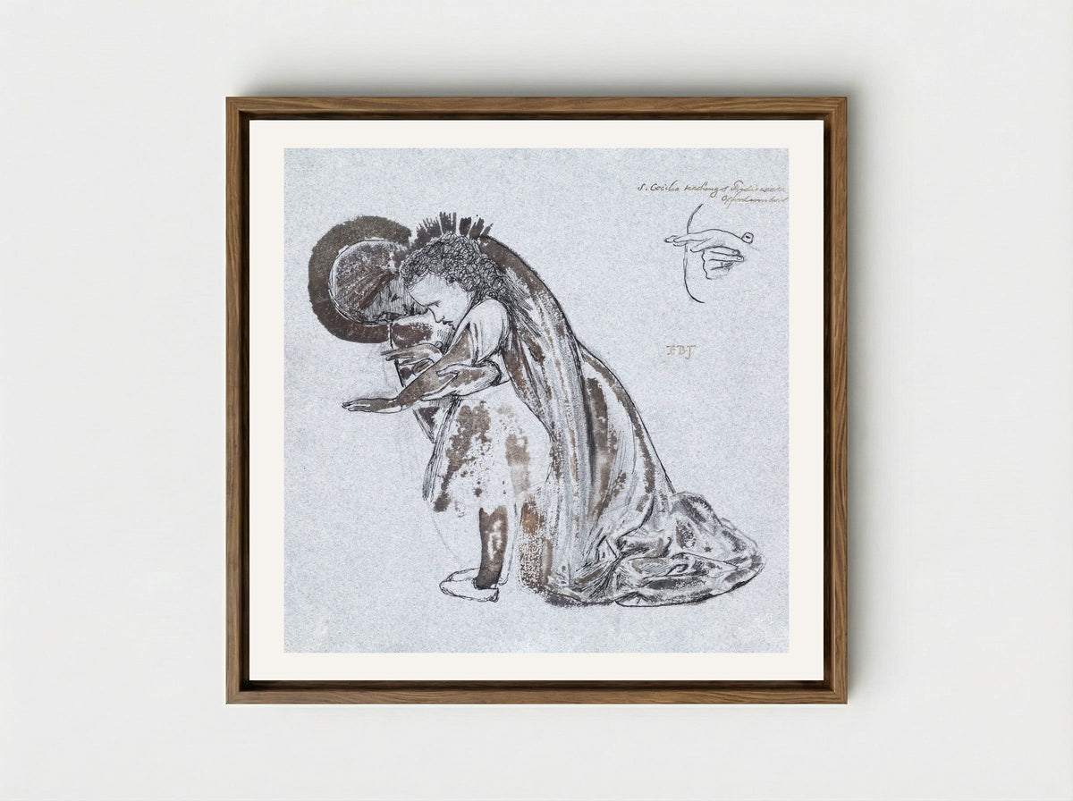 Study of St Cecilia Teaching St Frideswide - Edward Burne-Jones - Framed Canvas Wood