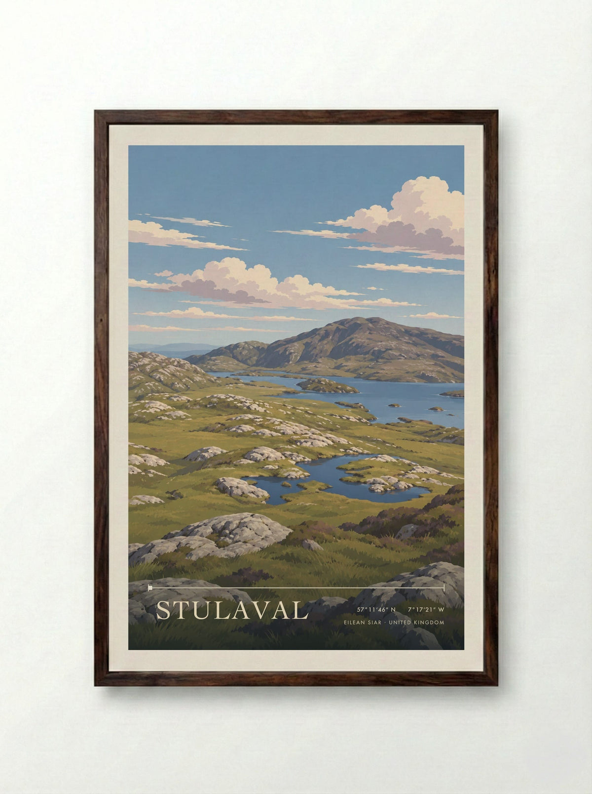 Stulaval, Eilean Siar | Travel Poster - Framed Print Dark Wood