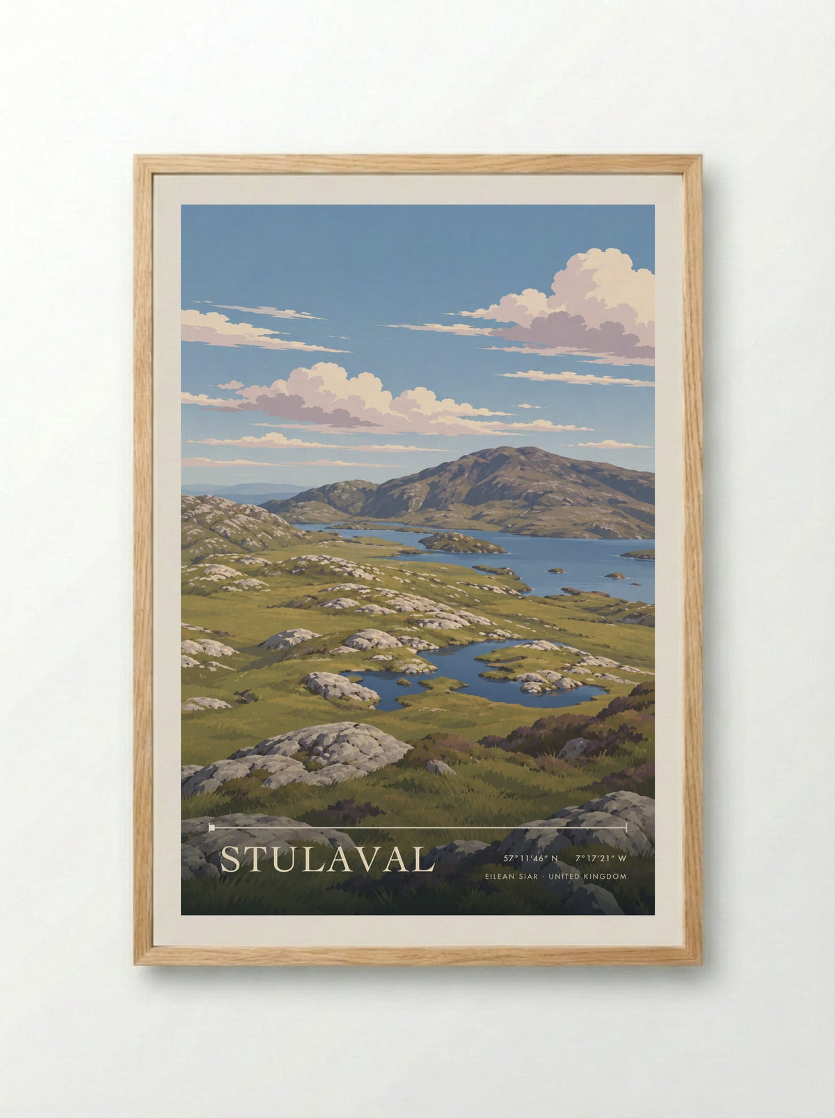 Stulaval, Eilean Siar | Travel Poster - Framed Print Wood